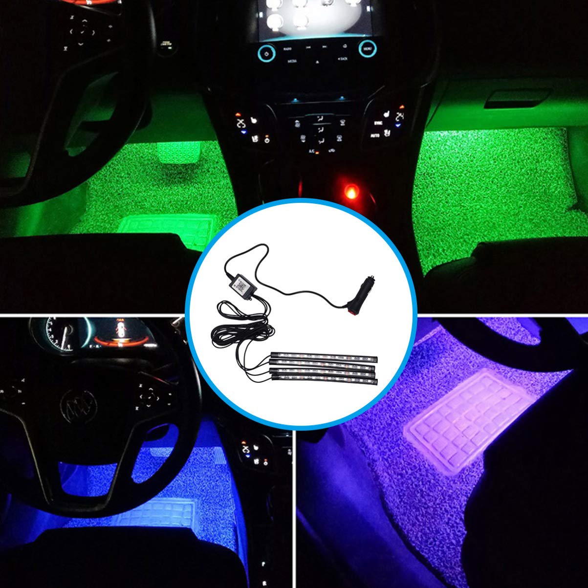 Garneck Voice-Activated LED Car Light Strips - Interior Car Atmosphere Lighting with Voice Control & Music Sync - Perfect for Night Driving, Car Parties & Custom Vehicle Decoration