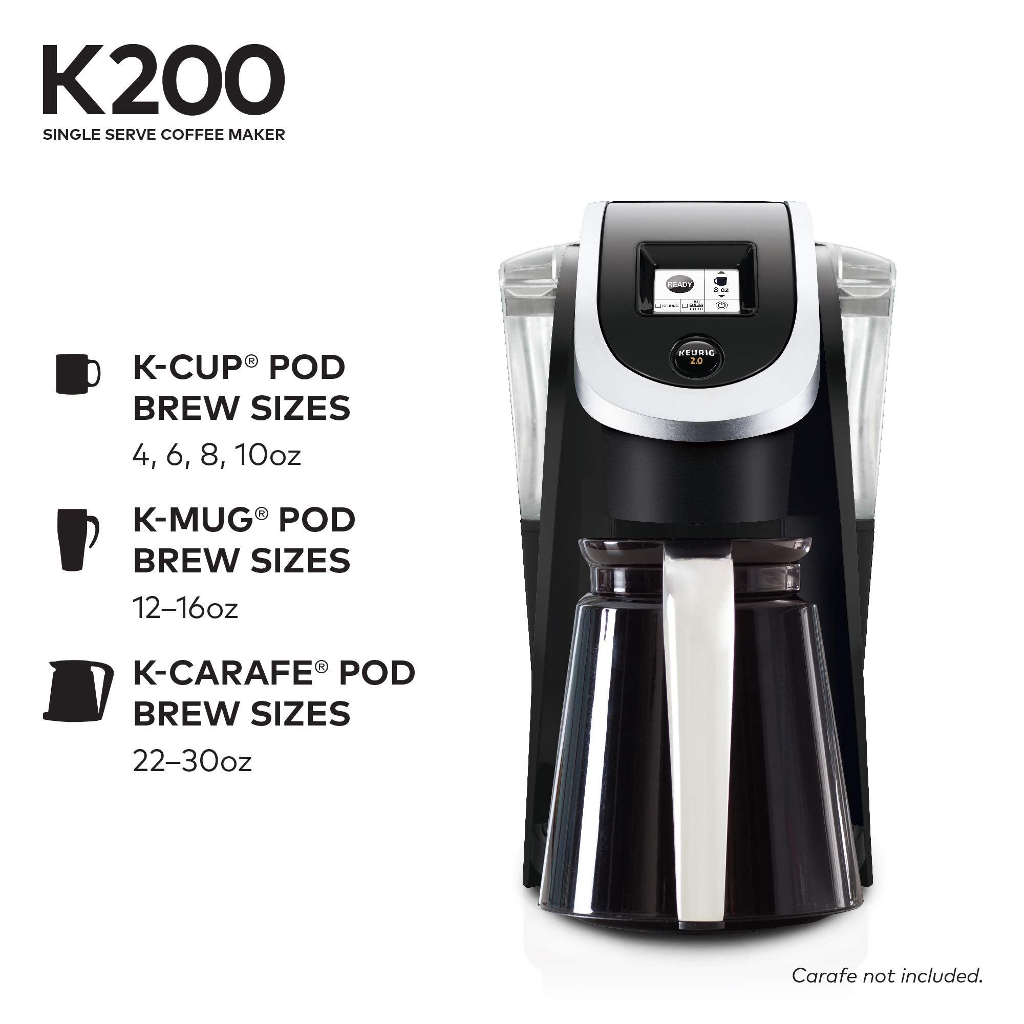 Refurbished Keurig K200 Single Serve Coffee Maker with Home Essentials Warranty - Perfect for Home, Office, and Small Spaces