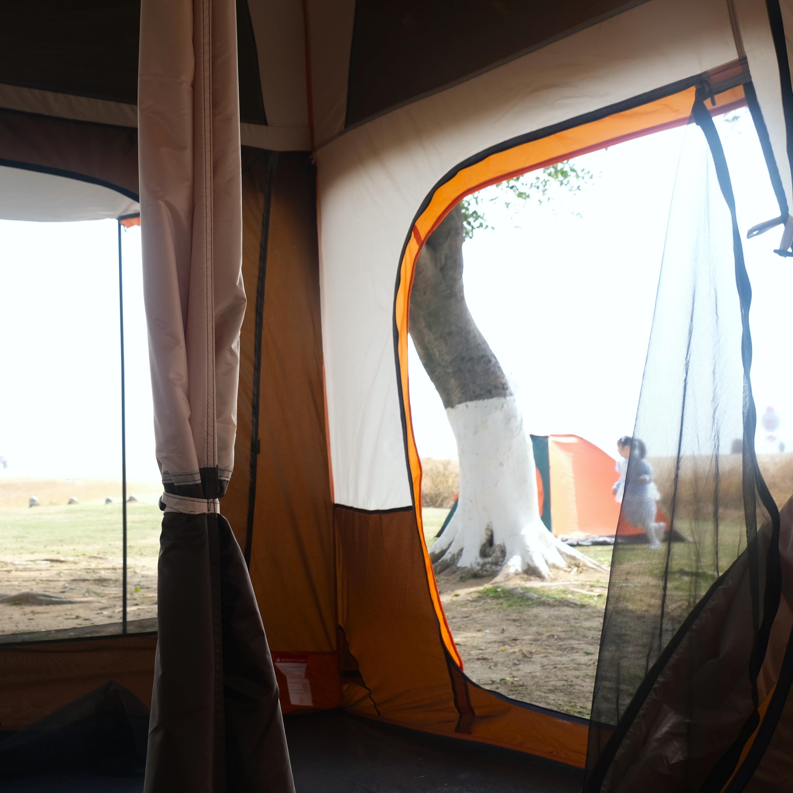 KTT Extra Large Family Cabin Tent for 10-14 People - 2 Rooms, 3 Doors & 3 Mesh Windows, Waterproof Double Layer Straight Wall Design - Perfect for Camping, Picnics, Outdoor Adventures & Family Gatherings
