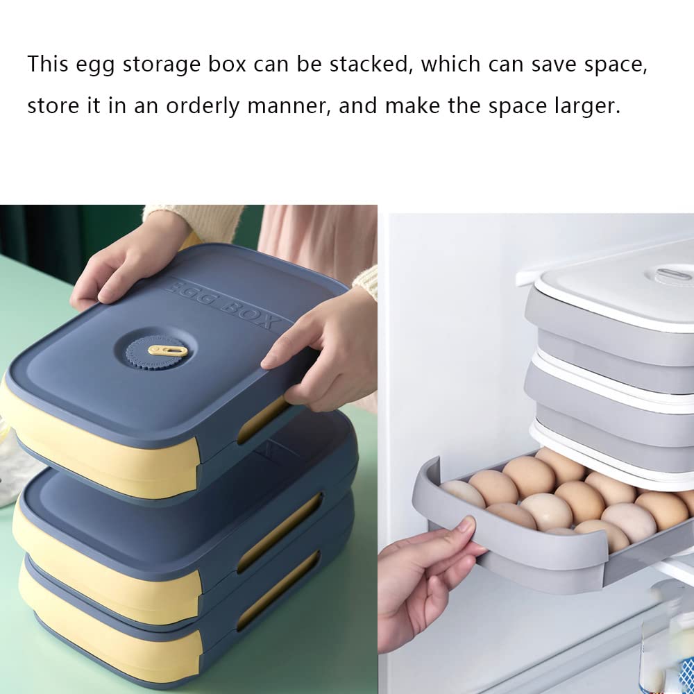 Refrigerator Egg Storage Container - Drawer Style Egg Holder with Freshness Indicator, Portable Egg Tray for Kitchen & Fridge Organization (Pink) | Perfect for Breakfast Meal Prep, Baking, and Camping Trips