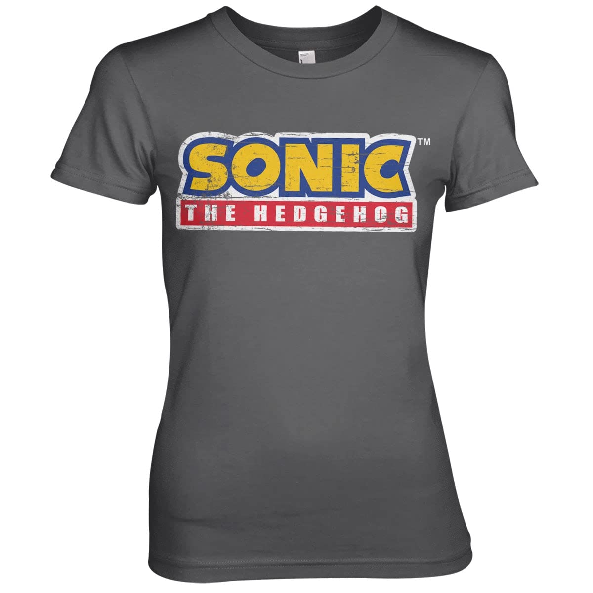 Official Sonic The Hedgehog Women's T-Shirt - Cracked Logo Design, Dark Grey XX-Large - Casual Gaming Tee for Fans & Collectors