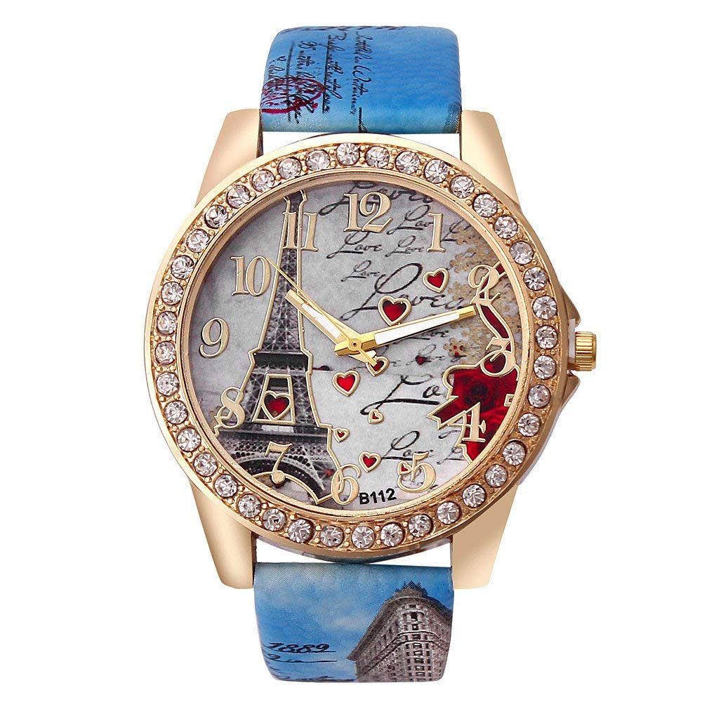 CdyBox 6 Pack PU Leather Strap Watches for Women - Rhinestone Bling Ladies Wristwatch Set, Fashion Gift for Mother's Day, Birthday, Anniversary | Perfect for Daily Wear, Office, Party & Special Occasions