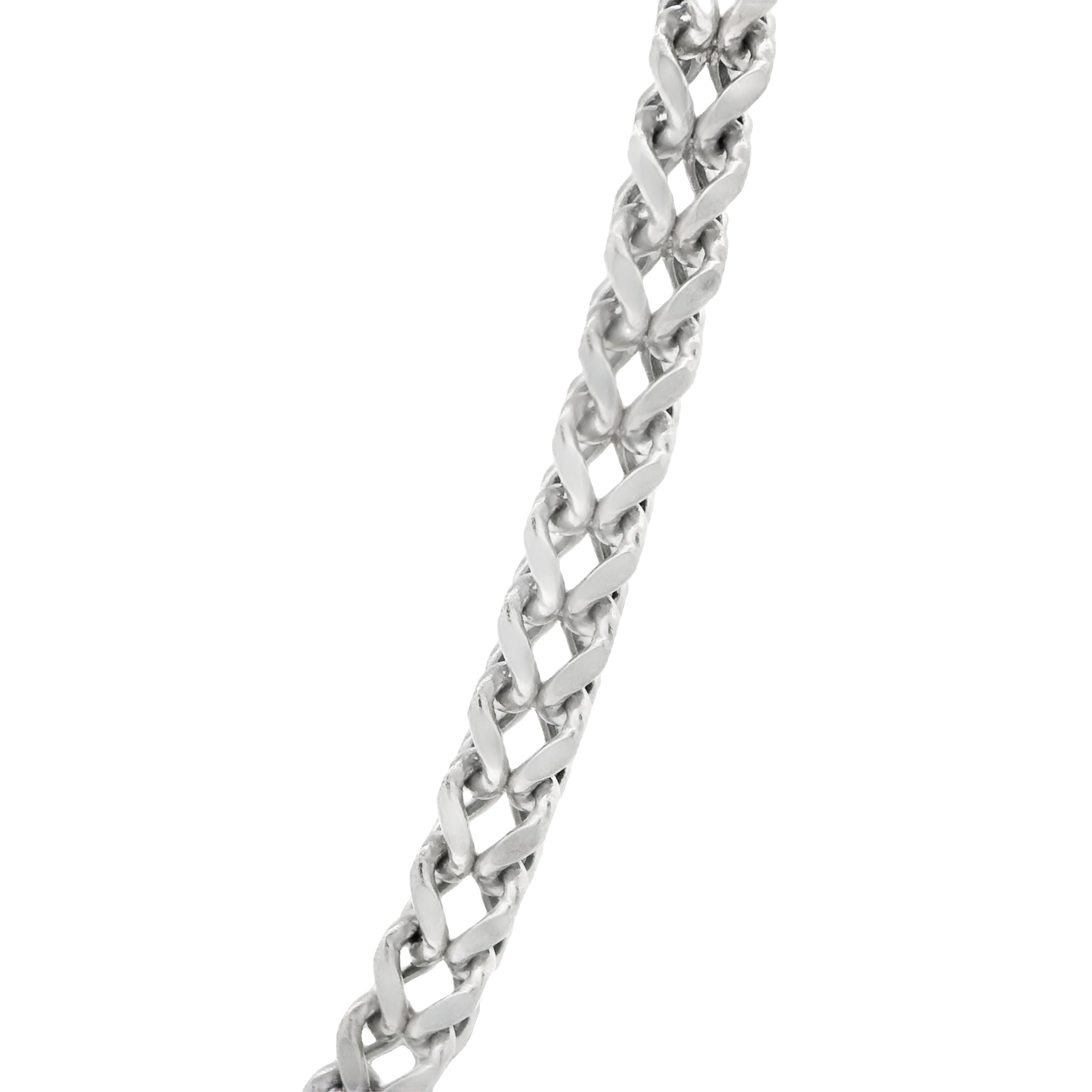 14K White Gold Hollow Franco Chain Necklace - 4.5MM Width, 26
