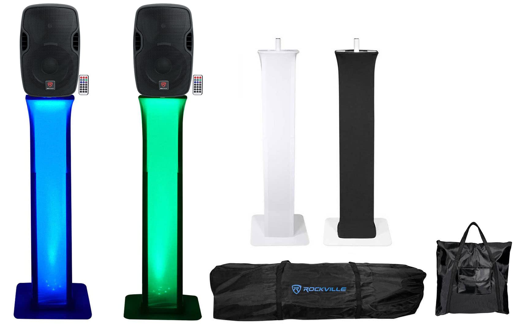Rockville BPA10 10-Inch 400W Powered Active DJ Speakers with Bluetooth & Totem Stands - Perfect for DJ Gigs, Parties, and Live Events