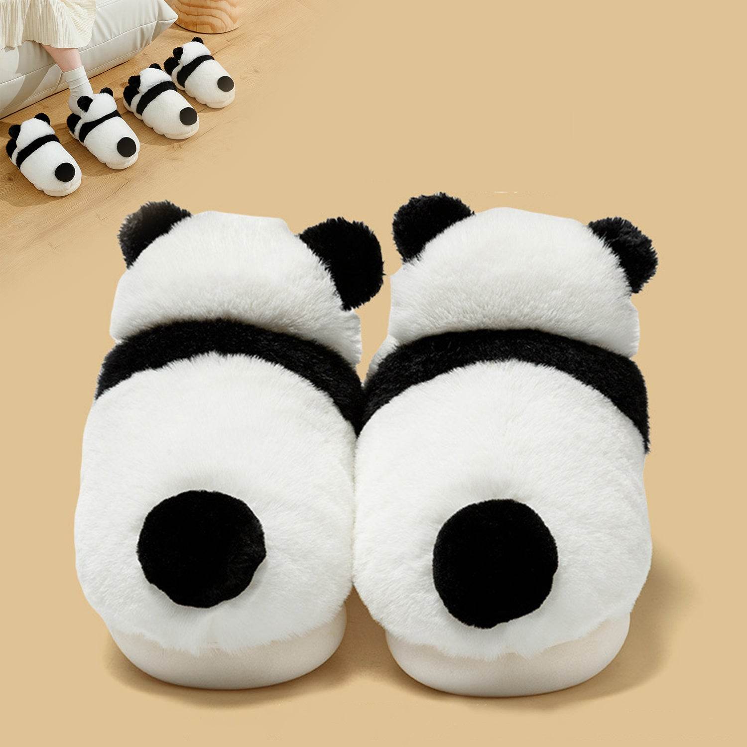 Adorable Panda Plush Slippers for Women & Men - Cozy Indoor House Shoes with Non-Slip Sole - Perfect for Winter, Home, Lounge & Gift Giving