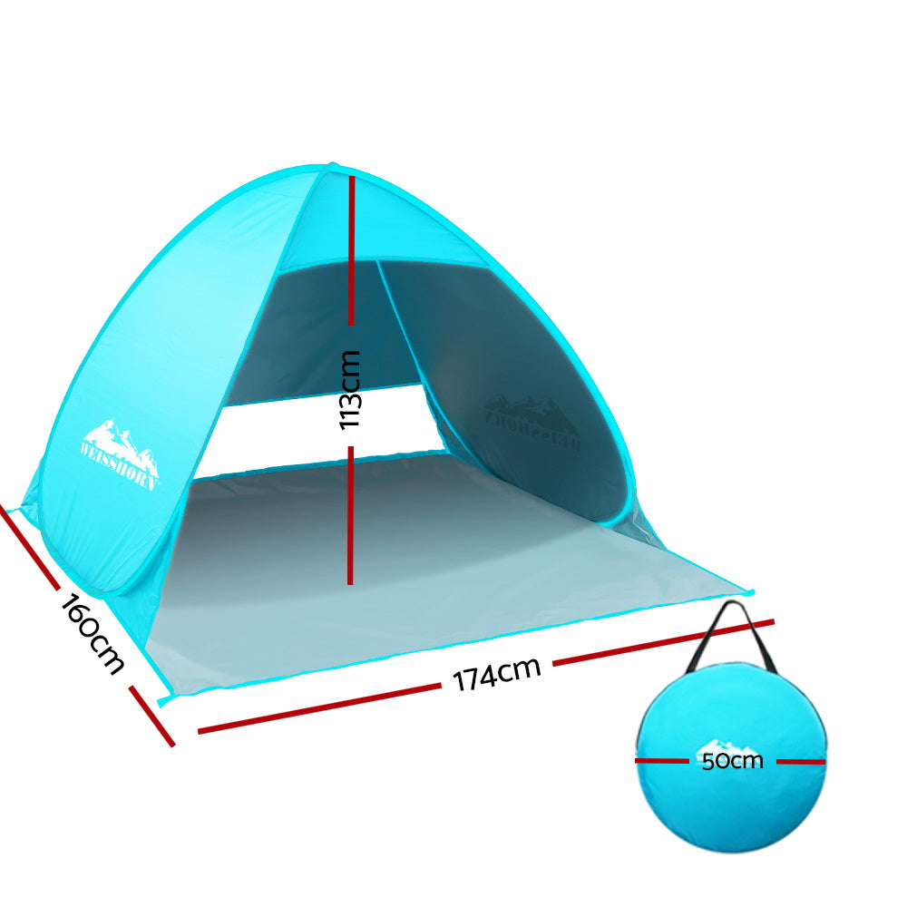 Weisshorn 3-Person Pop Up Beach Tent - Portable Sun Shelter for Camping, Hiking & Fishing - Instant Setup UV Protection for Outdoor Adventures
