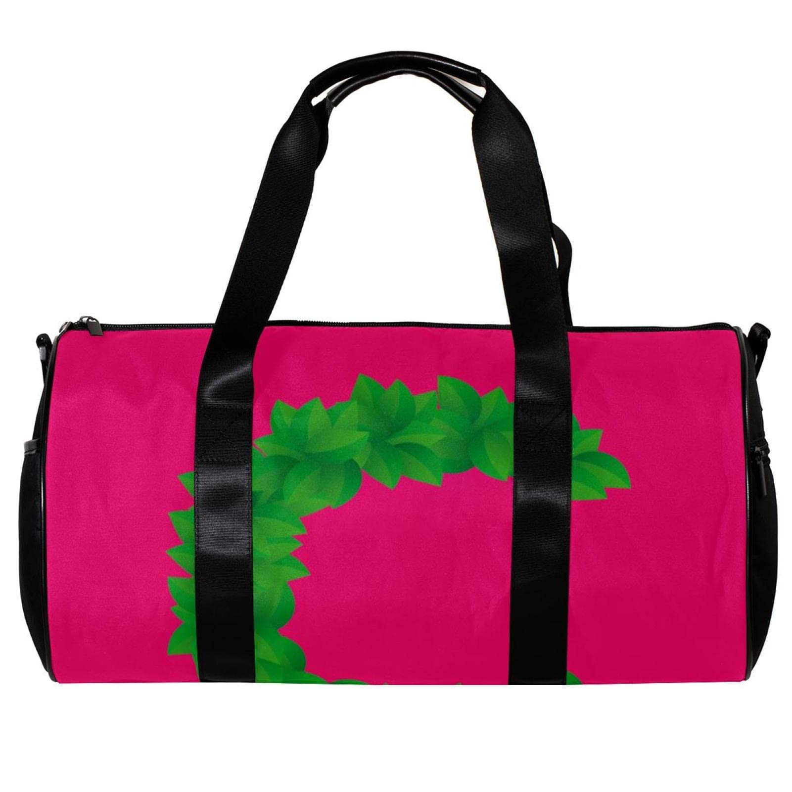 Gym Duffle Bag for Men & Women - Large Overnight Weekender Travel Bag with Leaf Style Letter C Design in Rose Red - Perfect for Gym, Workout, Travel & Weekend Getaways