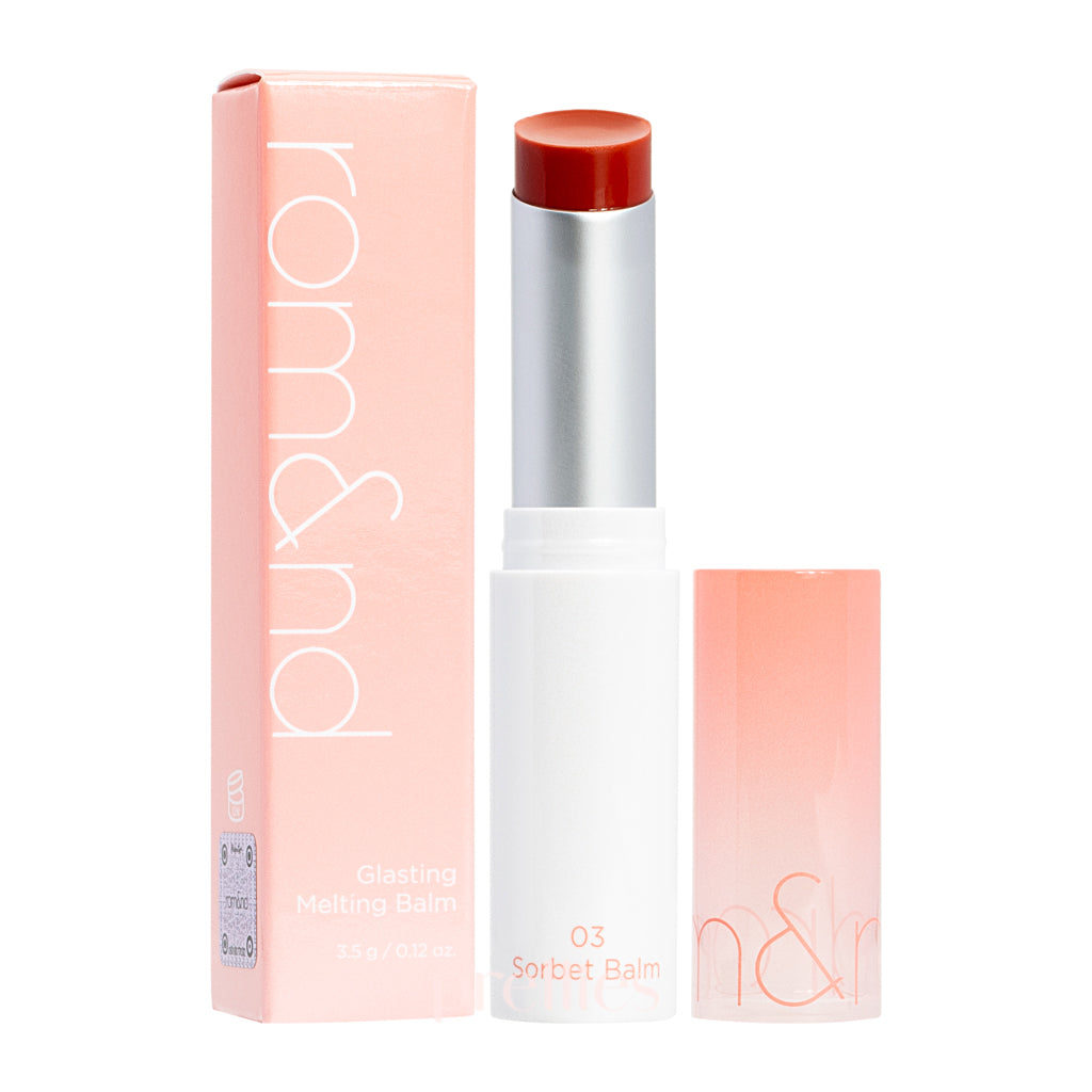 Rom&nd Glasting Melting Balm - 03 Sorbet Balm (3.5g) Hydrating Tinted Lip Balm for Soft Shiny Lips | Perfect for Daily Moisture & Natural Makeup Looks