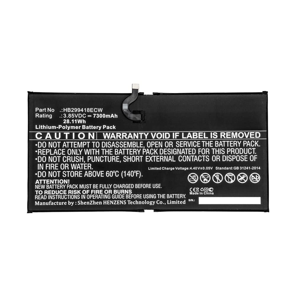 Synergy Digital Replacement Battery for Huawei CMR-AL09 Tablet - 7300mAh Li-Polymer Battery (Compatible with HB299418ECW) | Long-Lasting Power for Work, Study & Entertainment
