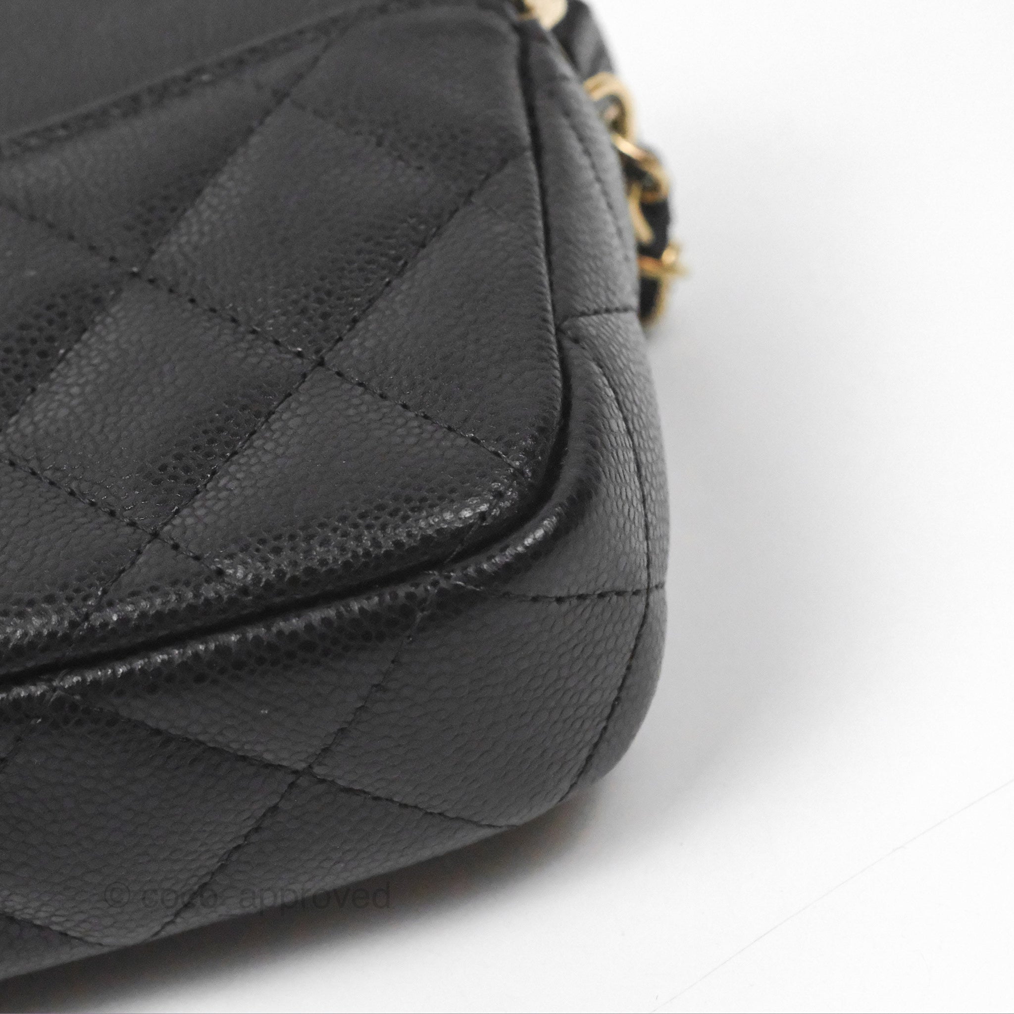 Chanel Classic Flap Phone Holder with Chain - Black Caviar Leather & Gold Hardware | Luxury Phone Crossbody Bag for Women | Perfect for Parties, Shopping & Everyday Use