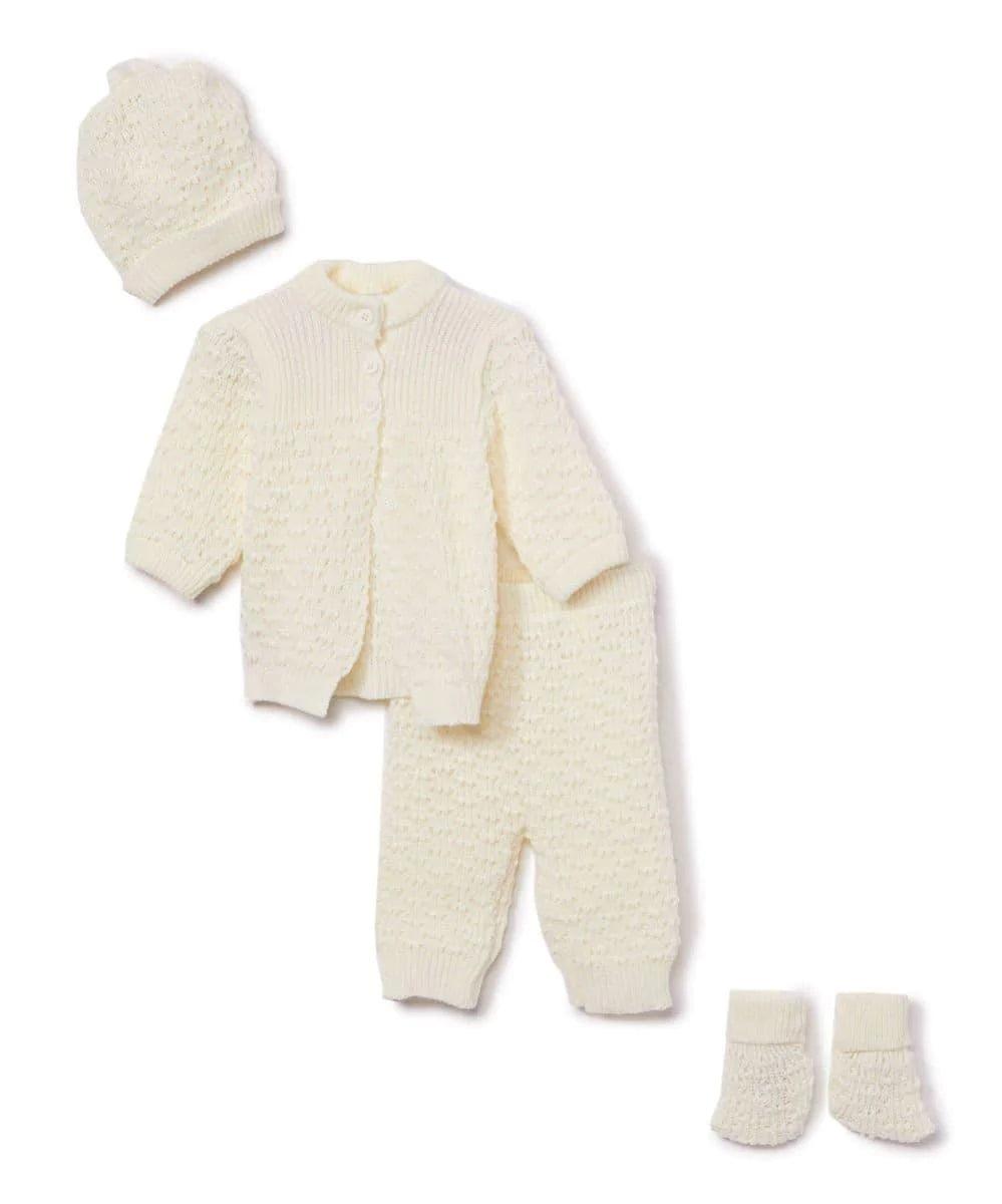 Soft 4-Piece Knit Baby Gift Set for Newborns - Perfect for Baby Showers, Christenings & Photo Shoots