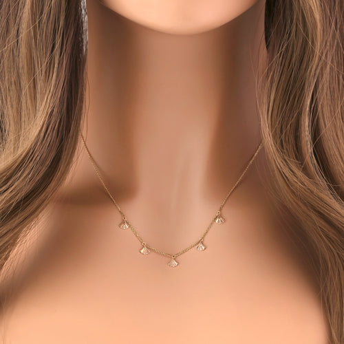 14K Yellow Gold Shell Pendant Necklace for Women - Elegant Beach Jewelry Gift for Summer, Vacations & Layering