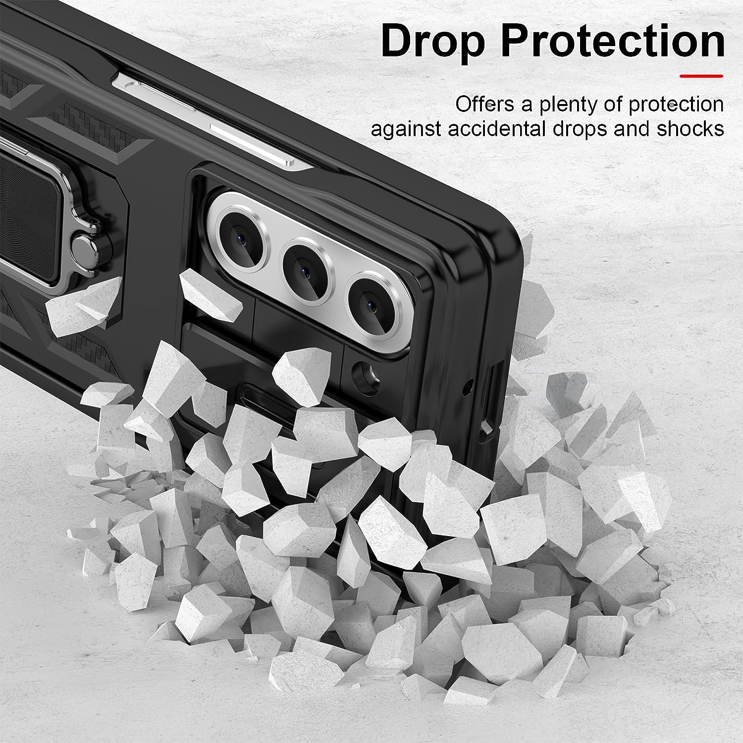 Samsung Galaxy Z Fold 5 Shockproof Case with Magnetic Kickstand & Ring Holder - Heavy Duty Protection for Work, Travel & Outdoor Activities
