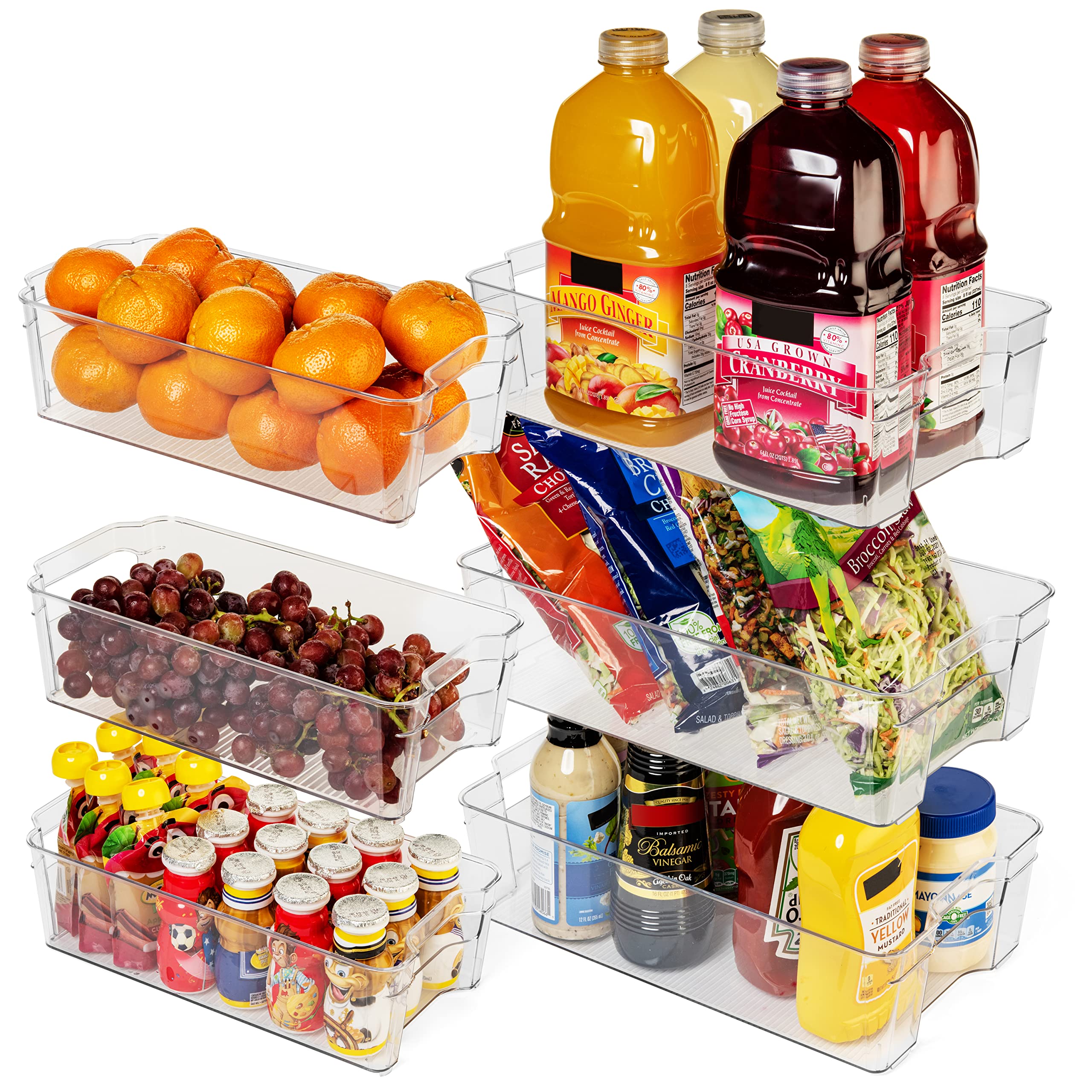 ClearSpace Clear Plastic Storage Bins – 6 Pack for Pantry, Fridge, Freezer Organization – Ideal for Kitchen, Bathroom, and Office Storage Solutions