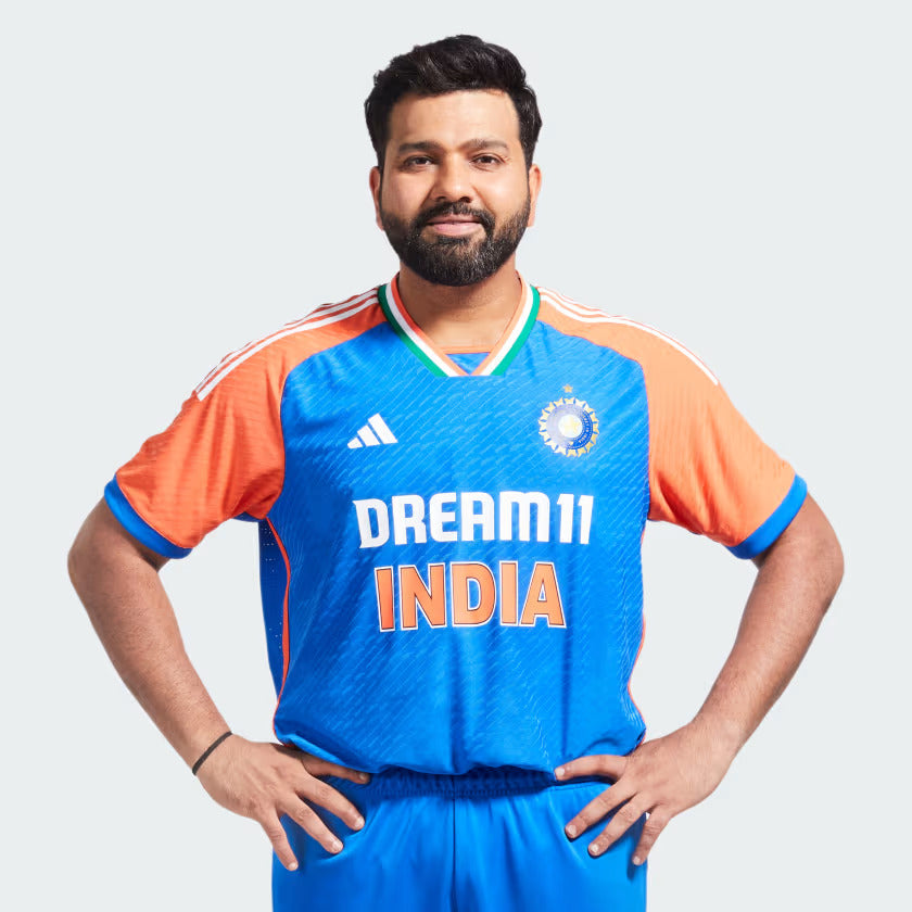 Authentic India Cricket T20 International Player Jersey - Dark Blue & True Orange - Perfect for Cricket Matches, Fan Events & Sports Enthusiasts