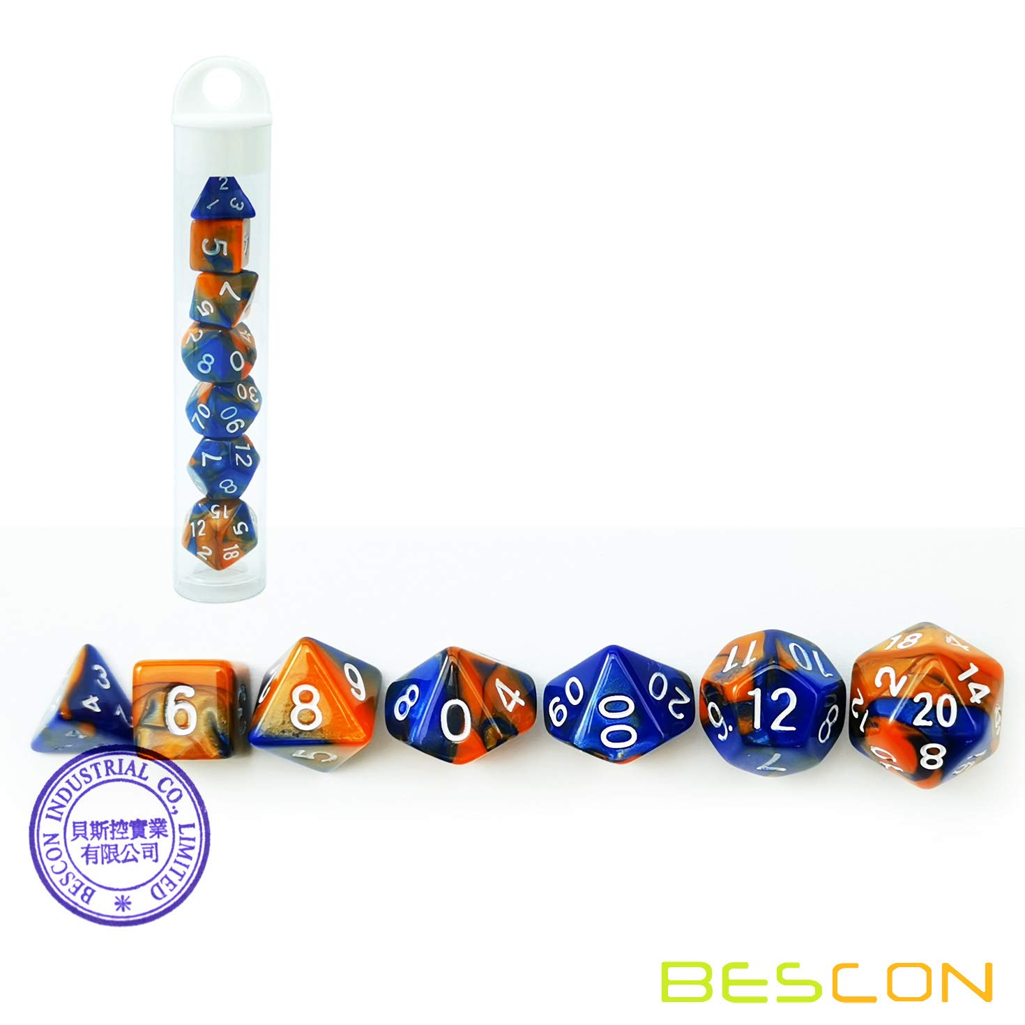 Bescon Mini Two-Tone Polyhedral RPG Dice Set - 10mm Small Dice (D4-D20) for Tabletop Gaming, D&D, Pathfinder & Board Games