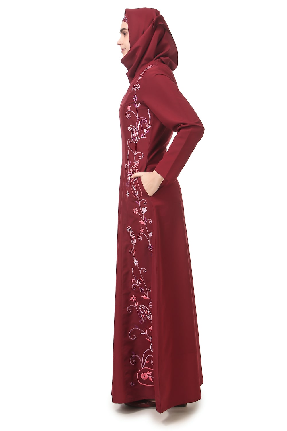 Elegant Fully Embroidered Side Panels Princess Seam Abaya Dress - Modest Islamic Fashion for Women - Perfect for Prayer, Special Occasions & Everyday Wear