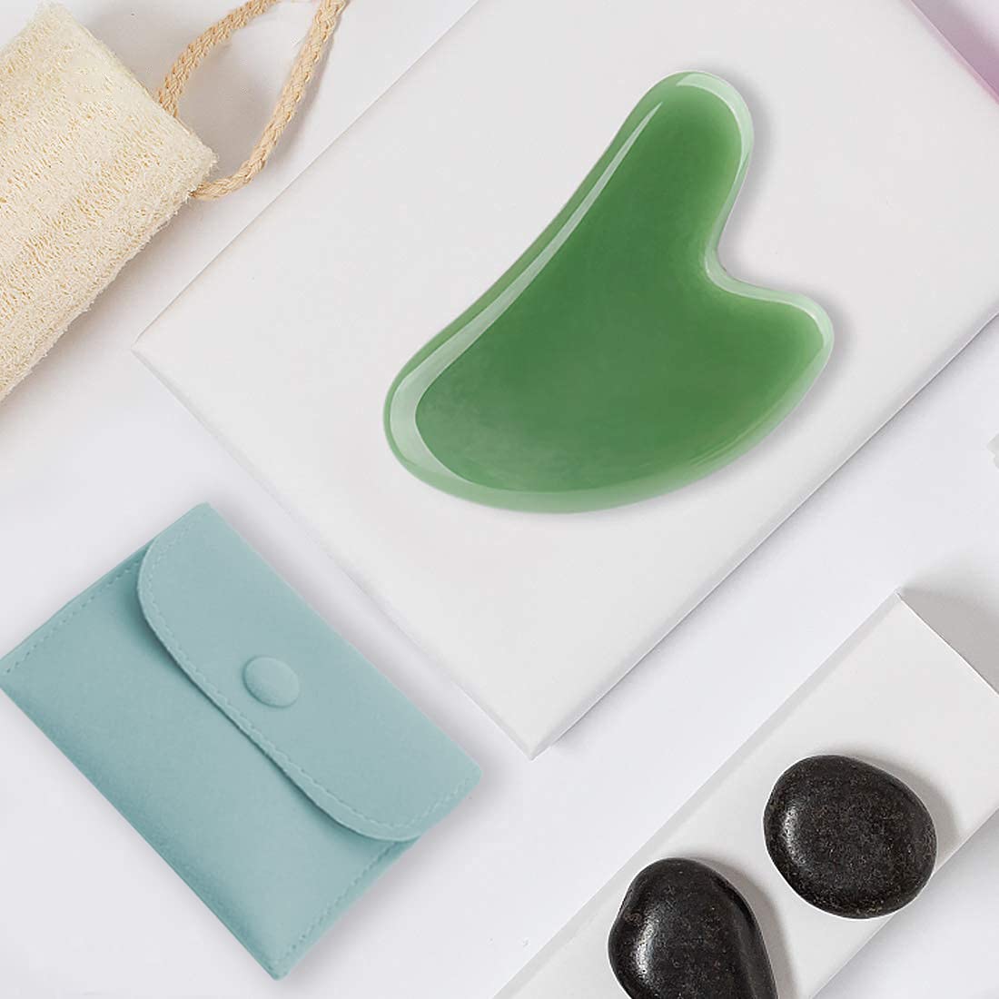 2 Pack Gua Sha Massage Tools - Pink & Green Facial and Body Scraping Stones for Acupressure Therapy, Muscle Relaxation, Fine Lines & Wrinkle Prevention | Perfect for Self-Care, Spa Days & Holistic Skincare Routines