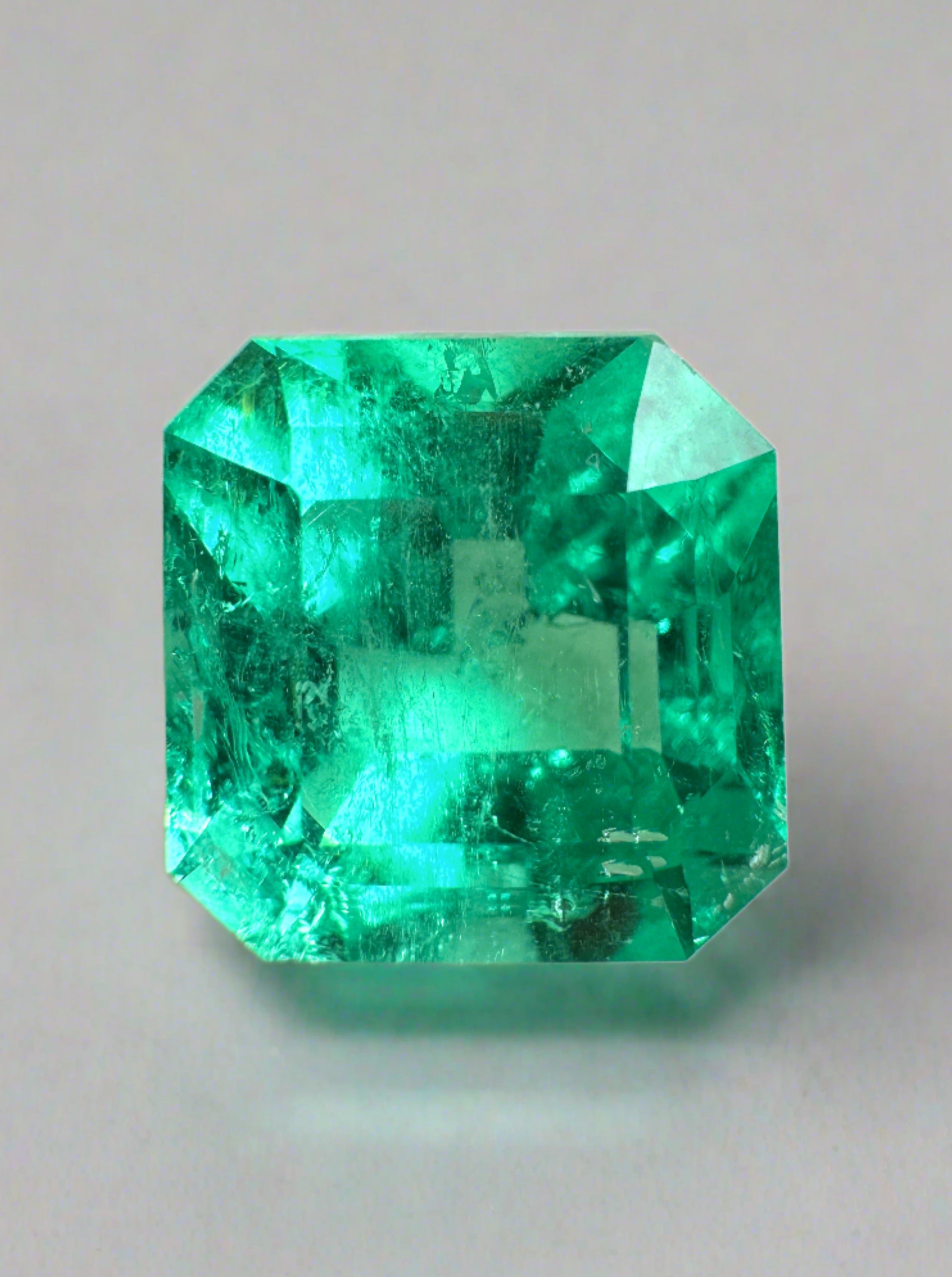 6.69 Carat Vivid Muzo Green Colombian Emerald - Natural Loose Asscher Cut Gemstone (11.5x11.5mm) for Jewelry Making, Engagement Rings & Luxury Collectibles