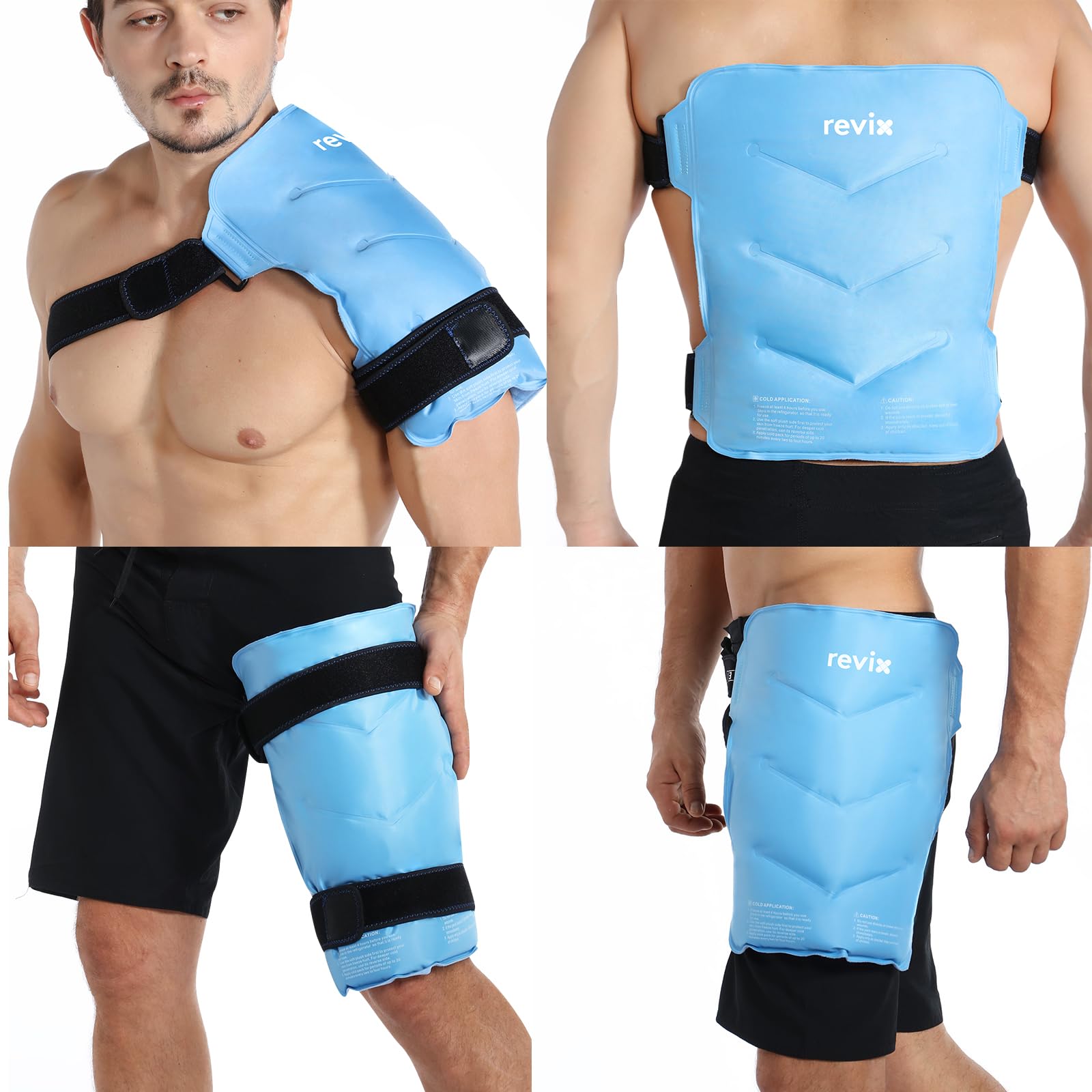 REVIX Large Reusable Ice Pack for Injuries - Flexible Soft Gel Cold Pack for Back, Hip, Leg & Shoulder Pain Relief - 12×15 Inch Blue - Perfect for Sports Injuries, Post-Workout Recovery & Joint Discomfort