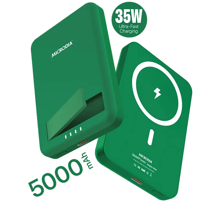 MICRODIA SNAPPower™ MagGo 35W Magnetic Wireless Power Bank - 5000mAh Portable Charger with 15W Fast Wireless Charging & 20W USB-C PD | Perfect for iPhone, Android, Travel, and On-the-Go Charging
