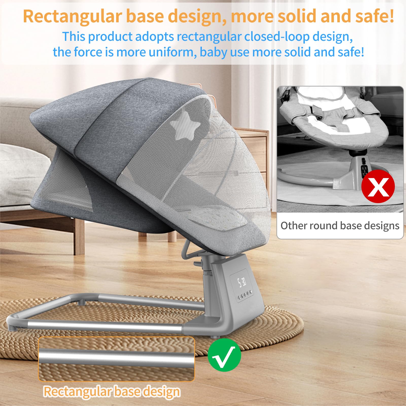 **Baby Swing for Infants & Toddlers - Portable Indoor Baby Bouncer with Remote, 11 Lullabies, 5 Speeds & Large Screen - Perfect for Nursery, Playtime & Soothing Newborns (Baby Boy & Girl)**