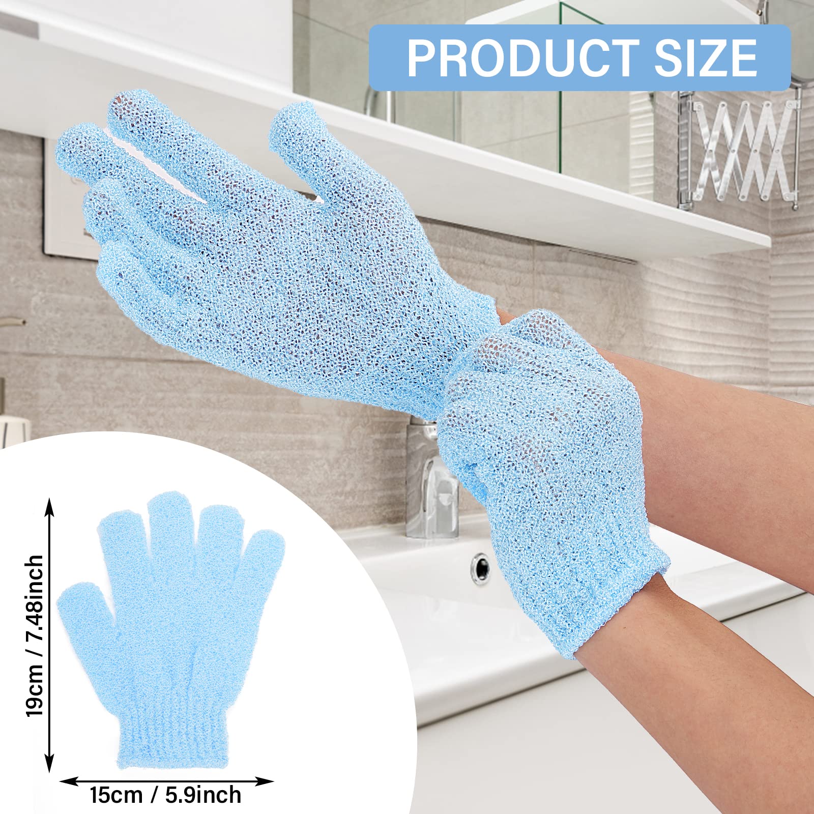 Sibba 1 Pair Exfoliating Bath Gloves - Natural Loofah & Microfiber Shower Gloves for Body & Face, Dead Skin Remover, Double-Sided Wash Mitts for Adults & Kids - Perfect for Spa Day & Sensitive Skin Care