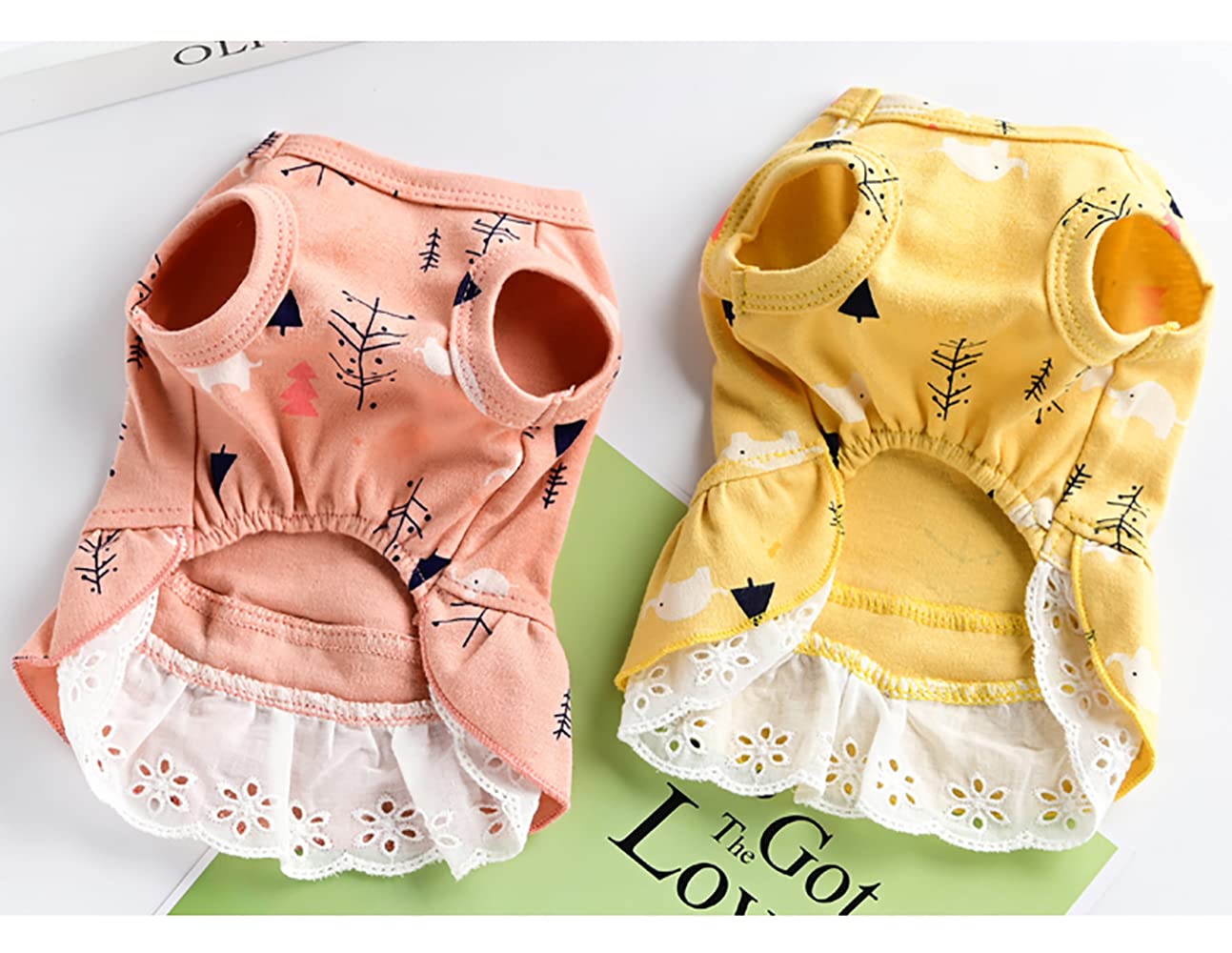100% Cotton Elephant Print Dog Dress - XXL Pink Pet Clothes for Small Dogs & Cats | Spring Summer Fashion Apparel | Perfect for Outdoor Walks, Birthday Parties & Photo Shoots