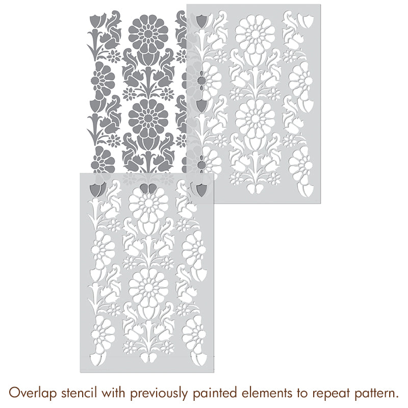 Brittany Floral Stripe Wall Stencil - DIY Home Decor Painting Template for Bedroom, Living Room & Nursery - Reusable Wall Art Design