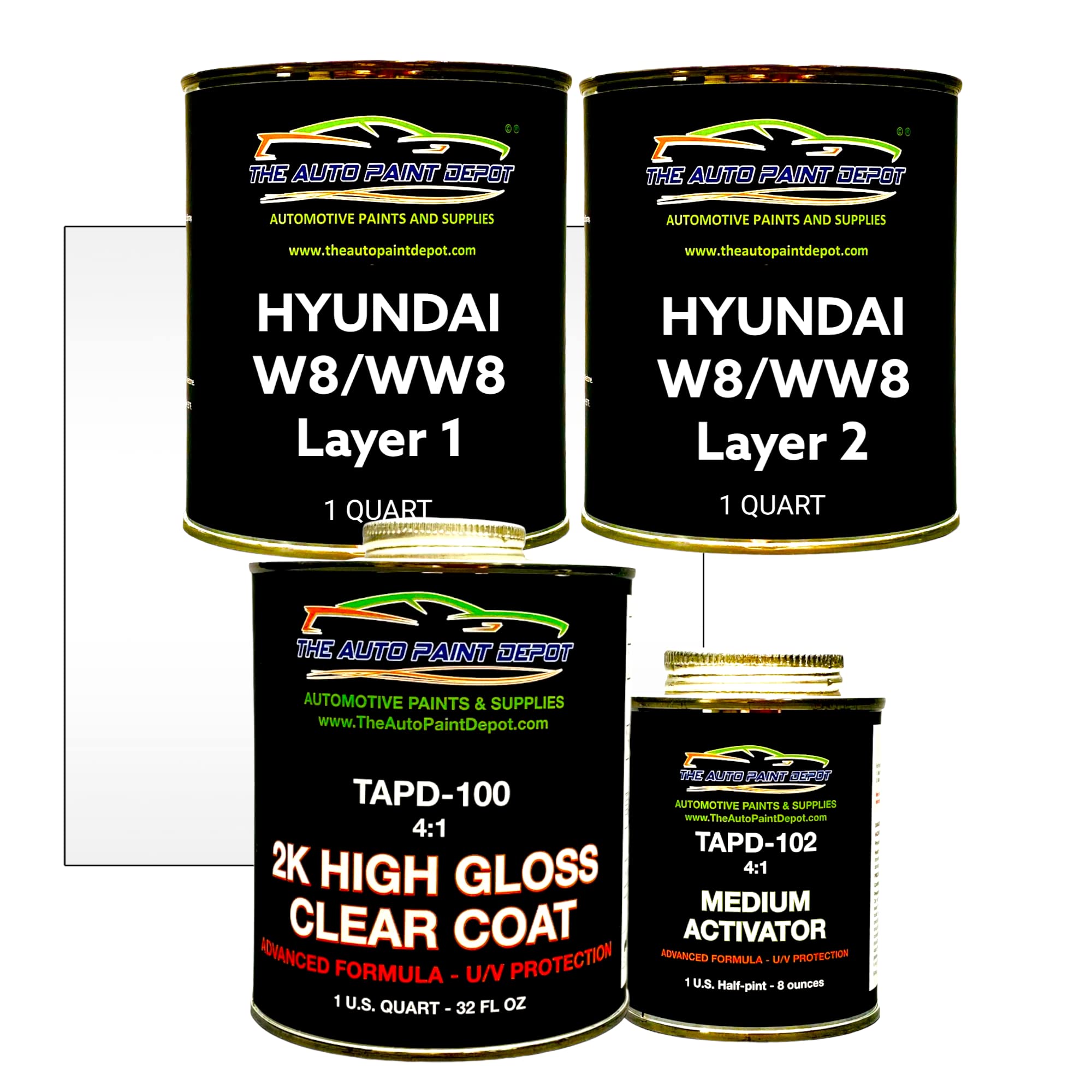 Hyundai Touch Up Paint Quartz White Tricoat WW8 - Exact Match Auto Paint for All Hyundai Models & Years (1 Quart with Clear Coat) - Perfect for Scratches, Chips & DIY Car Repairs