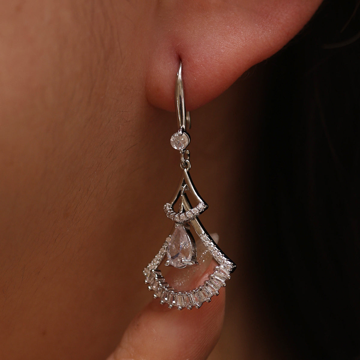 Elegant Cubic Hook Drop Earrings for Women - Stylish Dangle Earrings for Party, Wedding & Everyday Wear