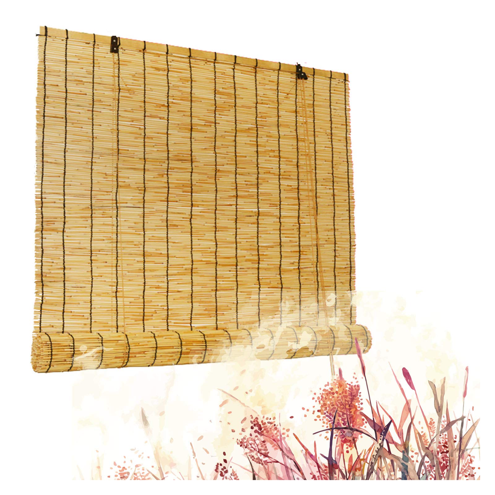 Bamboo Roll Up Shades for Windows - Light Filtering Outdoor Blinds with Ventilation - 30x64in & 48x98in Privacy Screens - Perfect for Dining Area, Patio, and Sunroom Decor