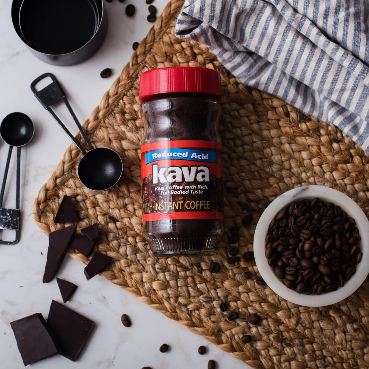 Organic Kava Acid-Neutralized Instant Coffee Powder - 4oz (Pack of 12) | Stress Relief & Relaxation Drink | Perfect for Work, Travel & Evening Relaxation