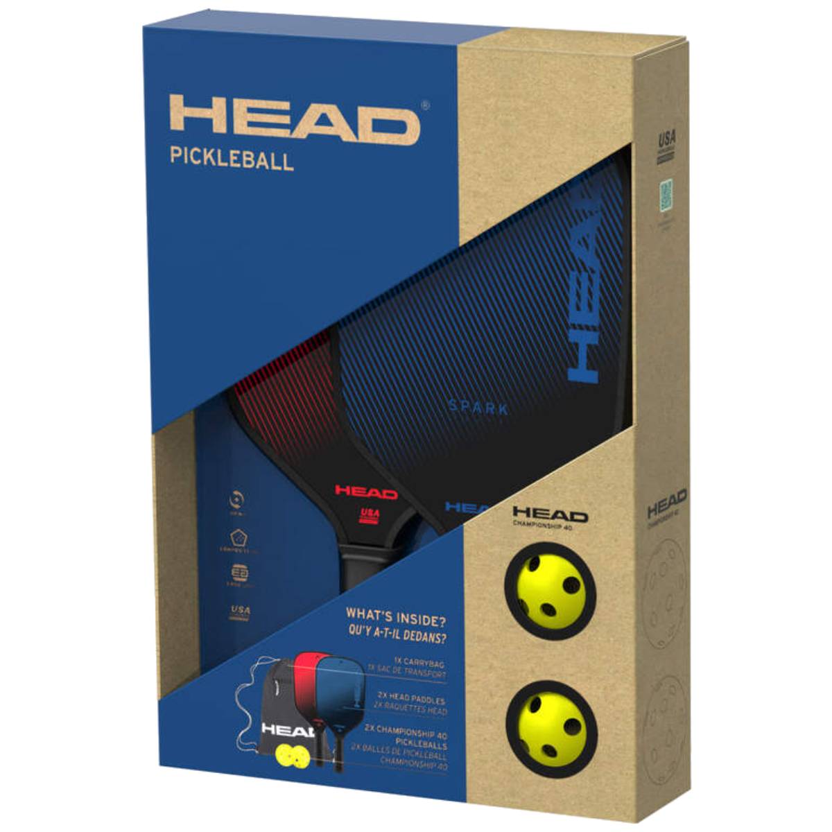 Premium Head Spark Pickleball Paddle Set with 2 Paddles & 4 Balls - Lightweight Graphite Face & Comfort Grip for Indoor/Outdoor Play - Perfect for Beginners & Advanced Players