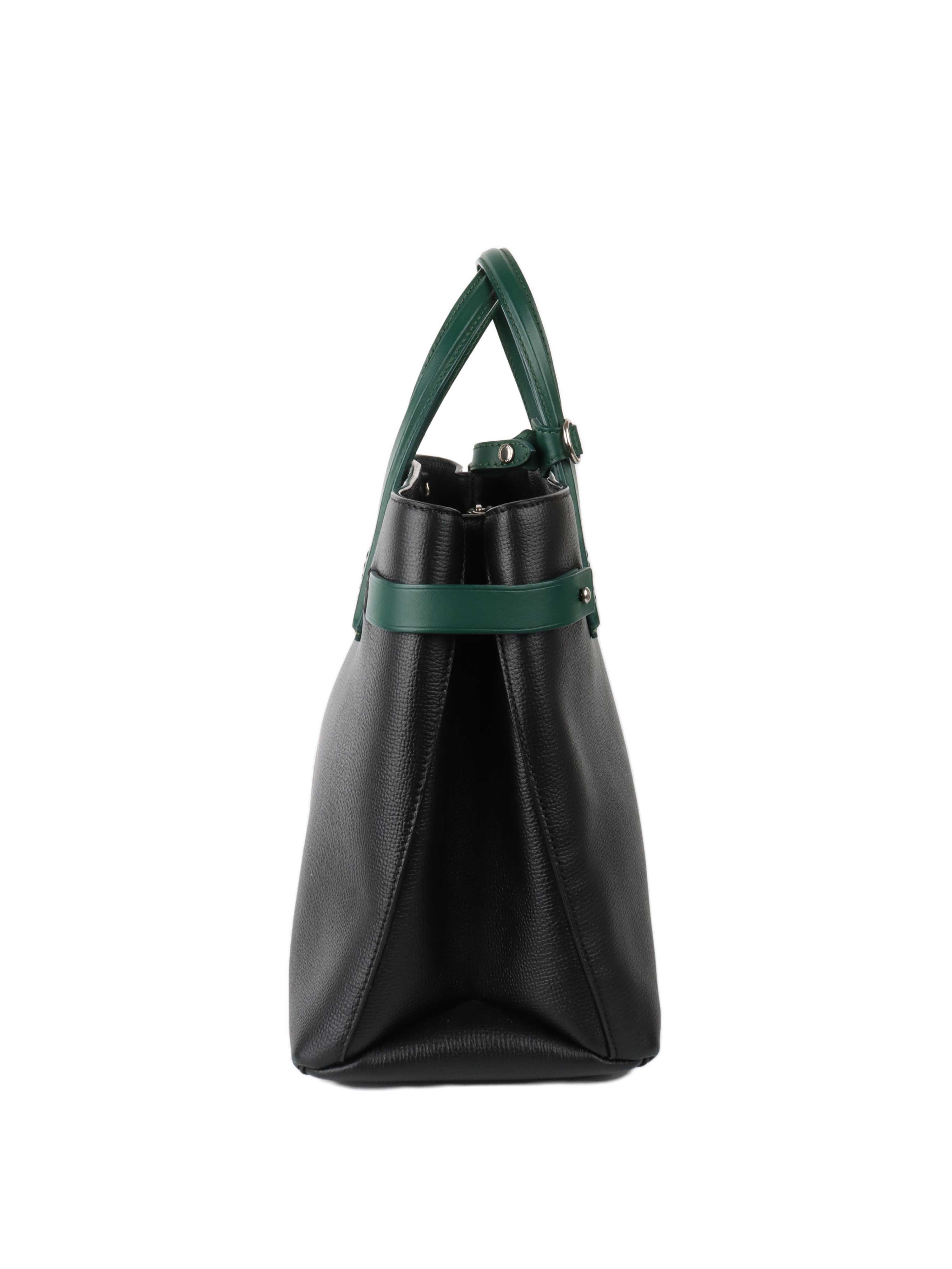 Burberry Black and Green Leather Tote Bag for Women - Luxury Designer Handbag for Work, Travel & Everyday Use