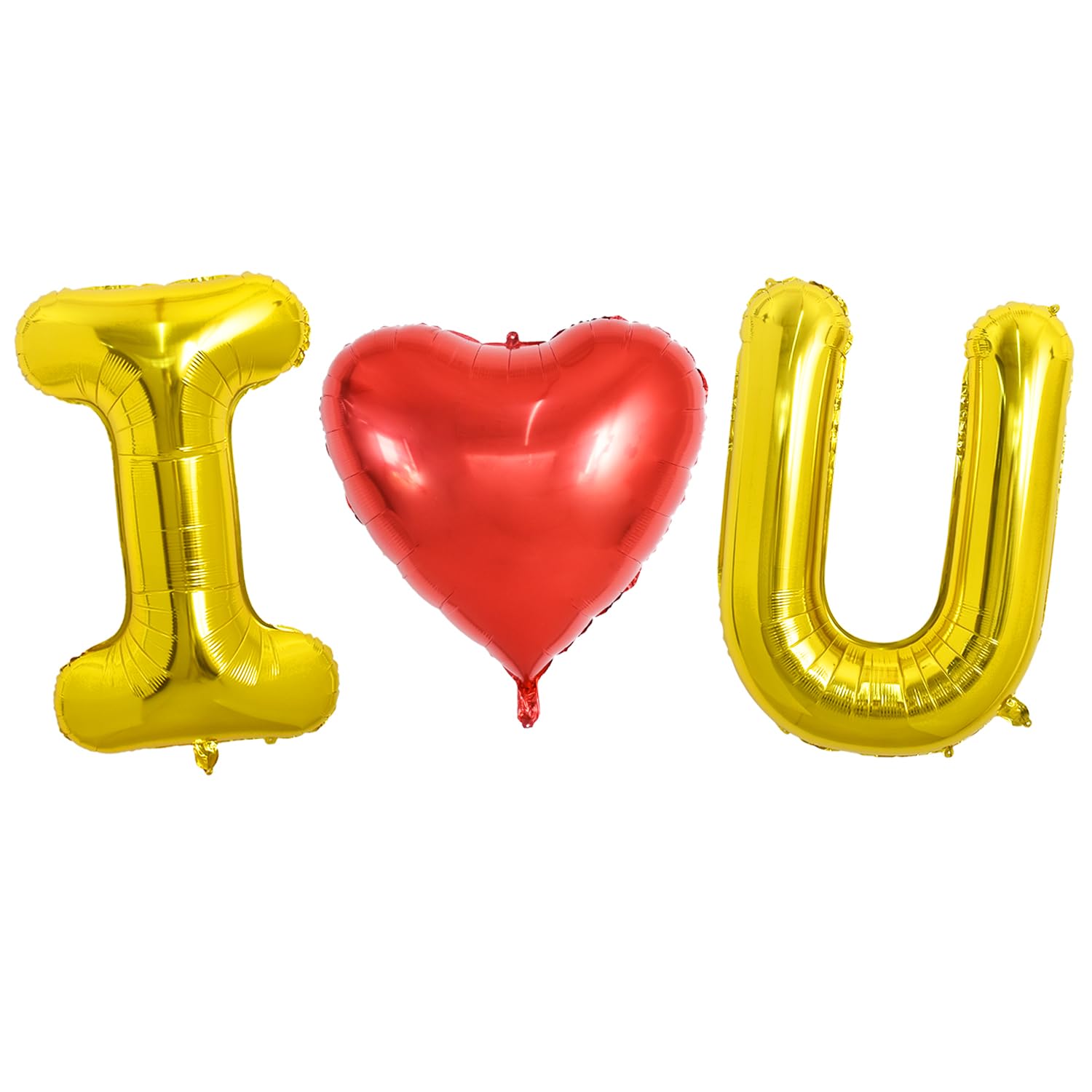TONIFUL 40 Inch I Love You Foil Balloons - Giant Heart Shaped Letter Balloons (Gold, 3Pcs) for Valentine's Day, Wedding, Bridal Shower, Anniversary & Engagement Party Decorations - Perfect for Romantic Proposals, Photo Backdrops & Surprise Celebrations