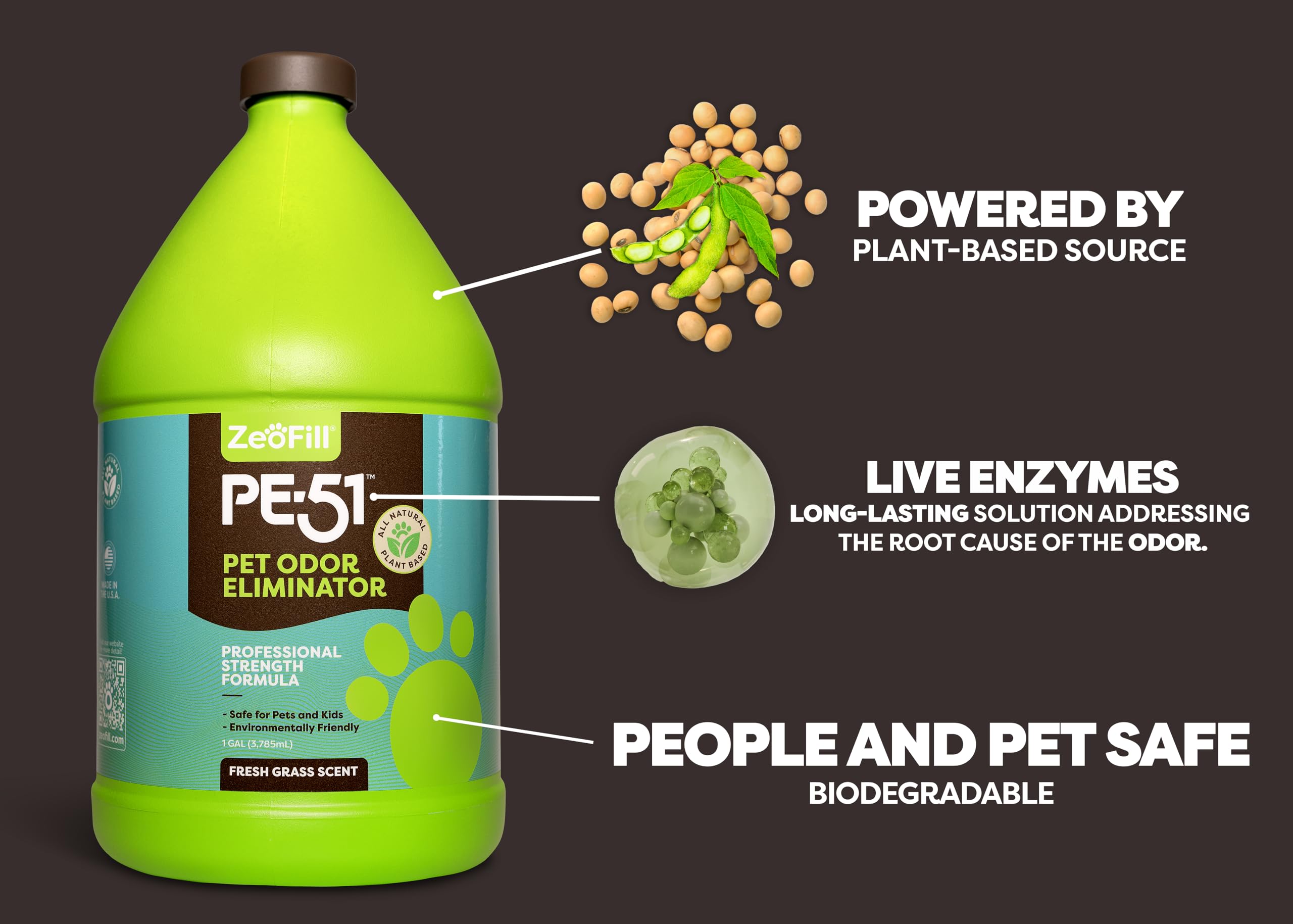 PE-51 Pet Odor Eliminator Spray - Natural Enzyme Formula for Dog & Cat Urine, Poop Smell Removal | Outdoor Use on Artificial Grass, Lawn, Yard, Deck & Patio | Eco-Friendly Solution for Pet Owners (2 Gallon) - Perfect for Backyards, Kennels & Pet Areas