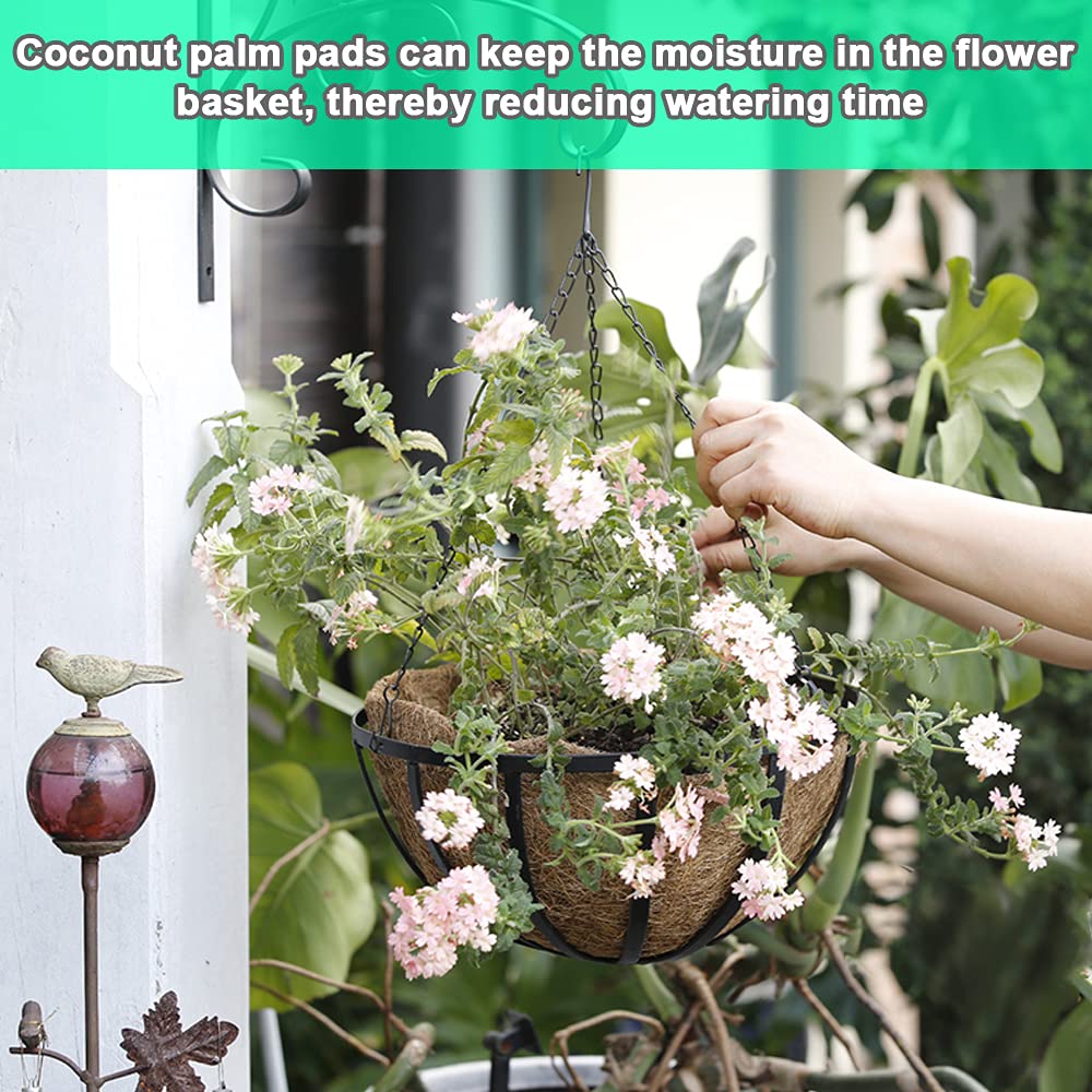 2-Pack Round Coconut Fiber Planter Liners - 8/10/12/14/16 Inch Coco Coir Basket Liners for Hanging Planters, Flower Pots & Garden Planters - Natural Eco-Friendly Plant Liner for Indoor/Outdoor Decor
