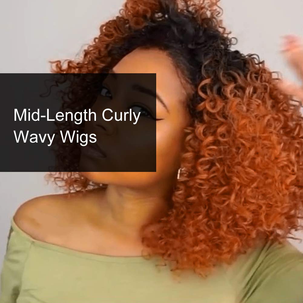 Gradient Brown Curly Wavy Wig - Mid-Length Synthetic Hair with Small Curls for Halloween & Christmas Costumes | Perfect for Cosplay, Parties, and Daily Fashion