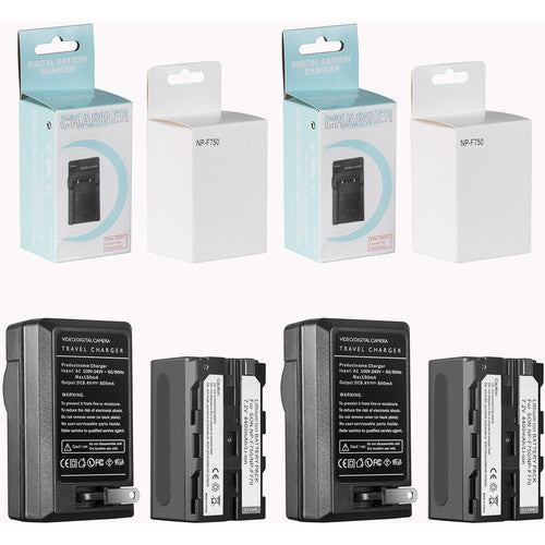 GVM NP F750 4400mAh Rechargeable Batteries with Dual Travel Chargers (2-Pack) - Perfect for Cameras, Flash Units & Portable Electronics On-The-Go