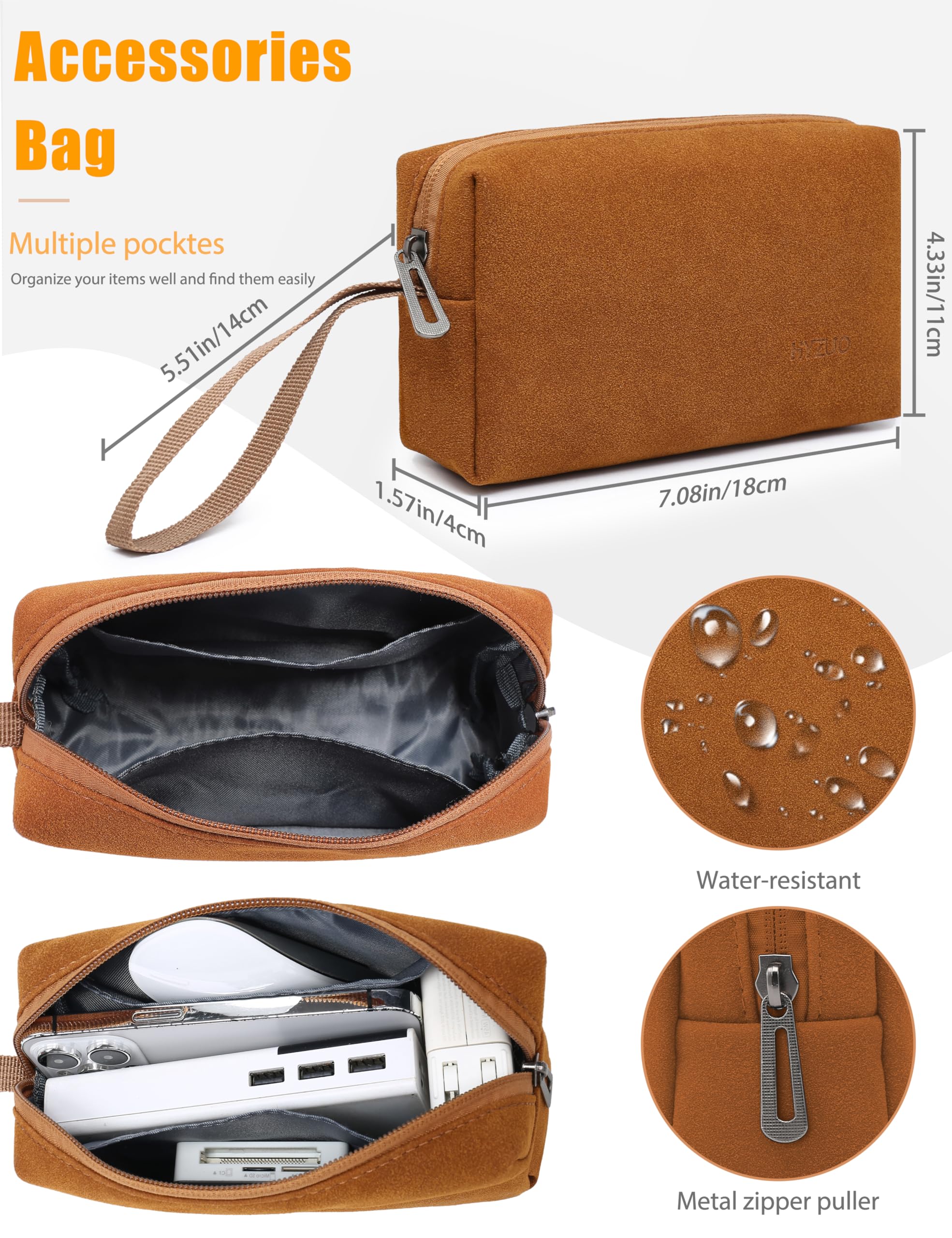 HYZUO 15-16 Inch Laptop Sleeve with Adjustable Stand - Compatible with MacBook Pro 16 M3/M2/M1 Pro/Max (2024-2019), Dell XPS 15, MacBook Pro 15 (2015-2012) - Protective Case with Storage Pouch in Brown | Perfect for Work, Travel & School Use