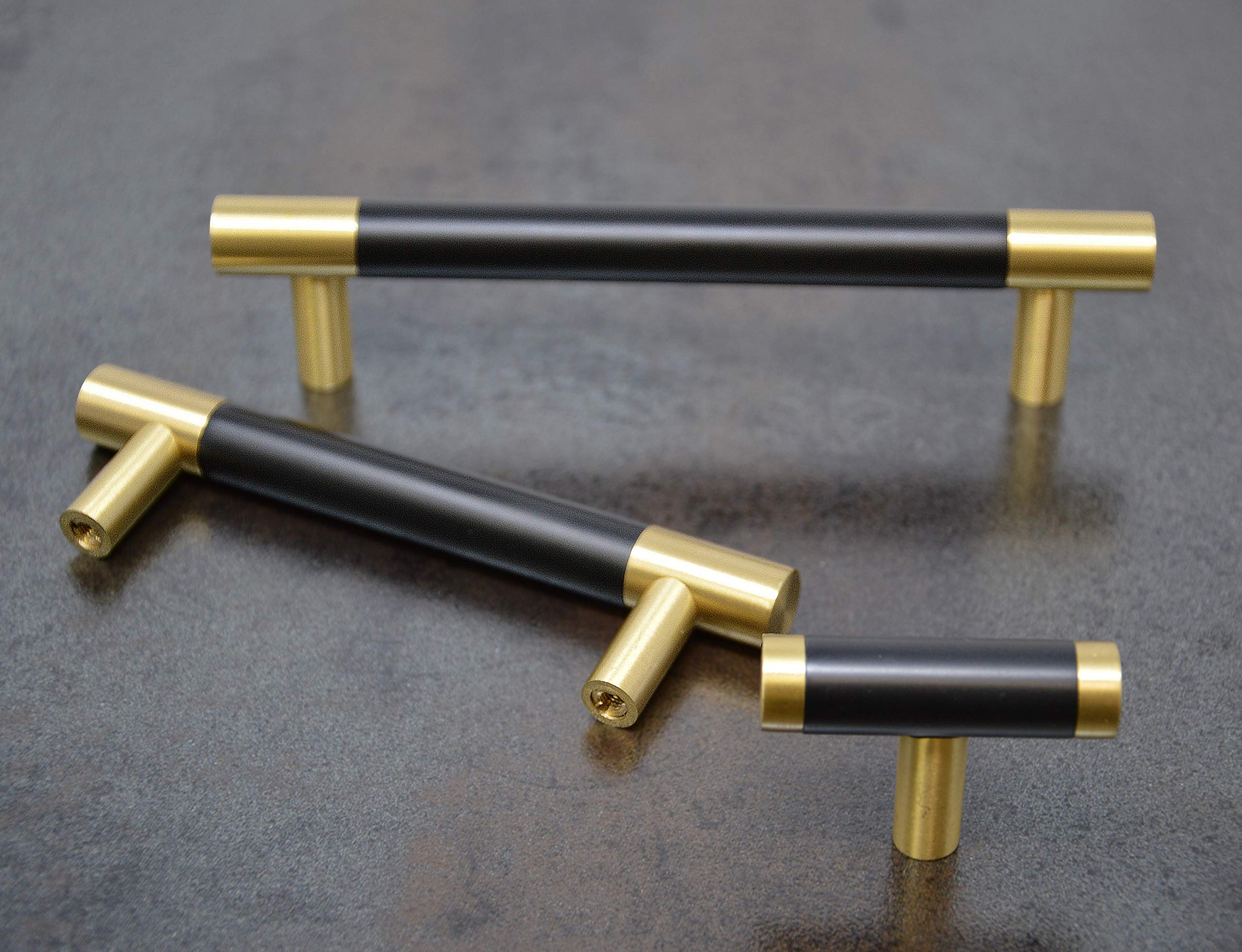Gold Cabinet Handles & Black Drawer Pulls - 5 Pack Kitchen Cabinet Hardware for Dresser, Bedroom & Bathroom - Elegant Gold & Black Knobs for Home Decor & DIY Projects