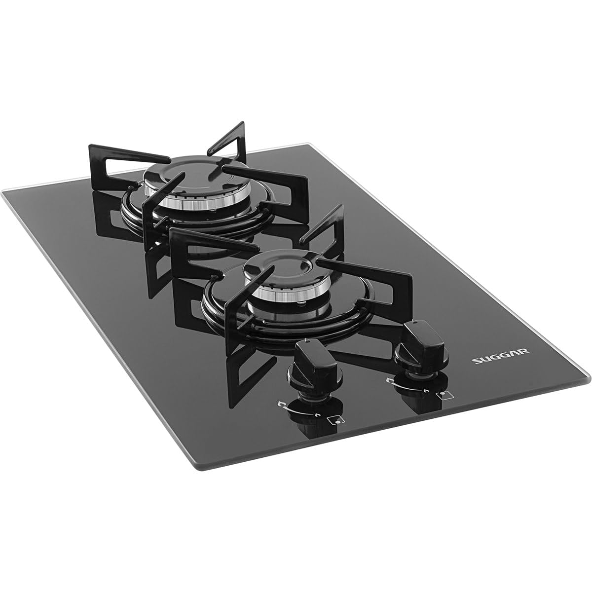 SUGGAR 2-Burner Black Glass Tabletop Gas Cooktop - FG2002VP - Portable Stove for Camping, RV, Outdoor Cooking & Small Kitchens