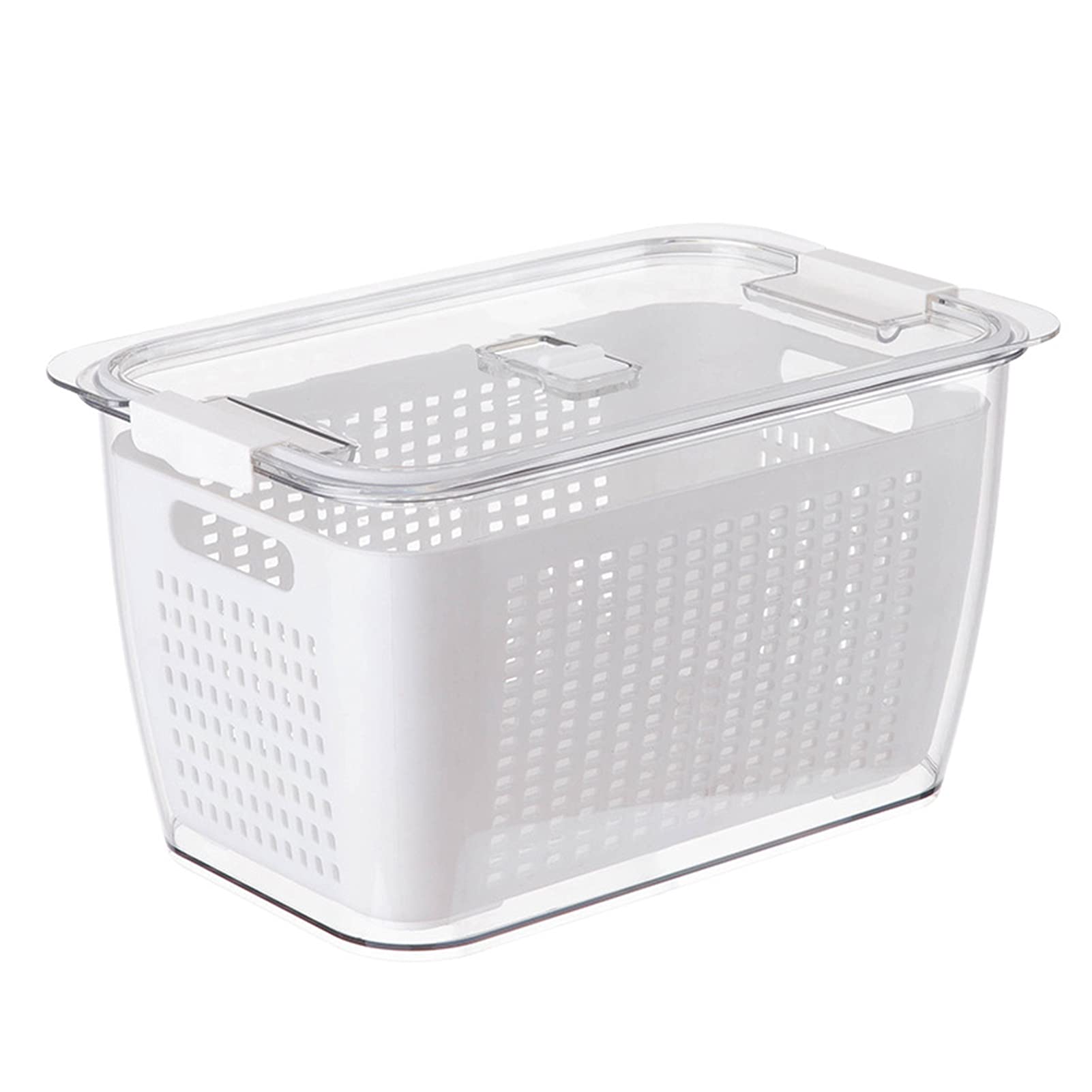 High-Capacity Food-Grade PET Vegetable & Fruit Storage Container with Ventilation Holes - Durable Fridge Organizer for Fresh Produce, Perfect for Meal Prep & Kitchen Organization