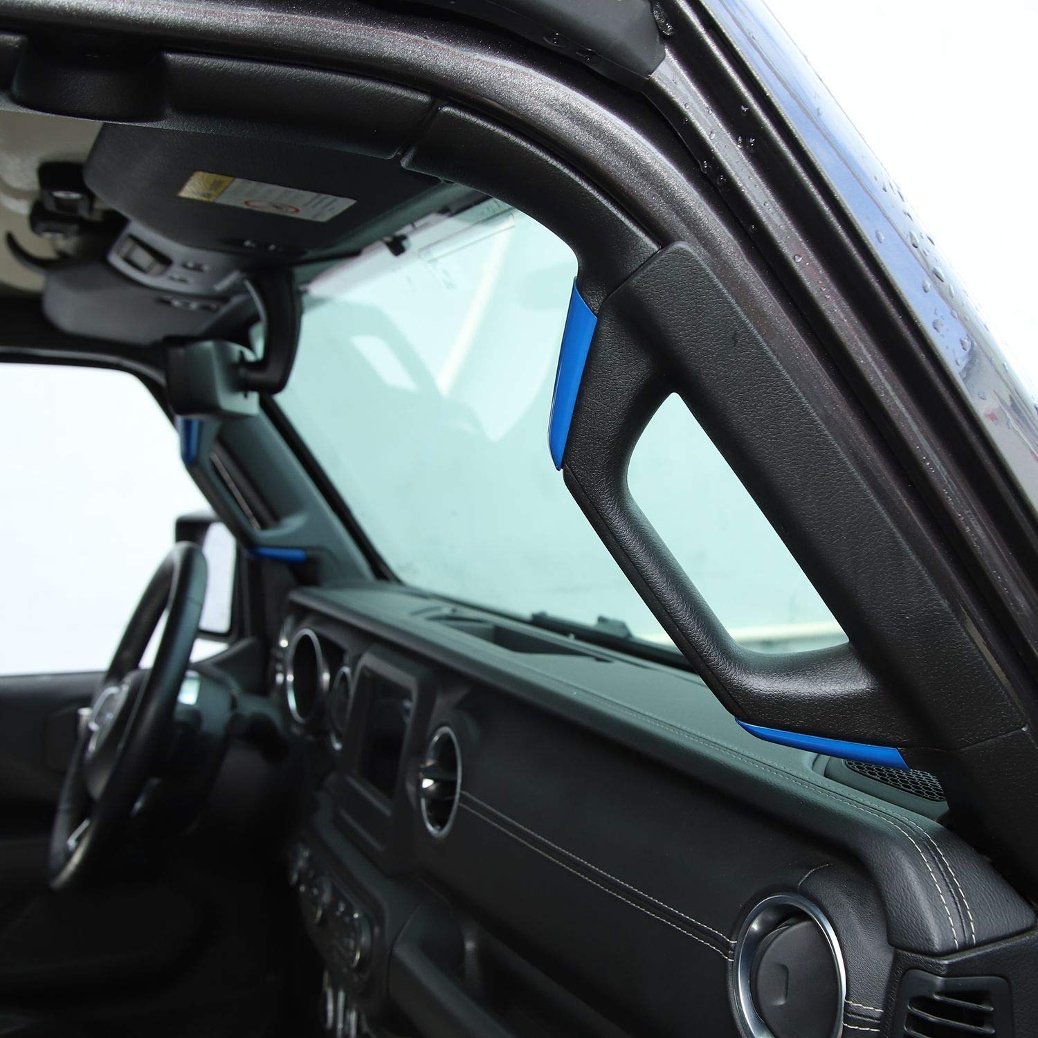 2018-2023 Jeep Wrangler JL JLU Gladiator JT 4XE A&B Pillar Grab Handles Trim Cover - ABS Blue Interior Accessories (8pcs) - Perfect for Off-Roading & Daily Driving