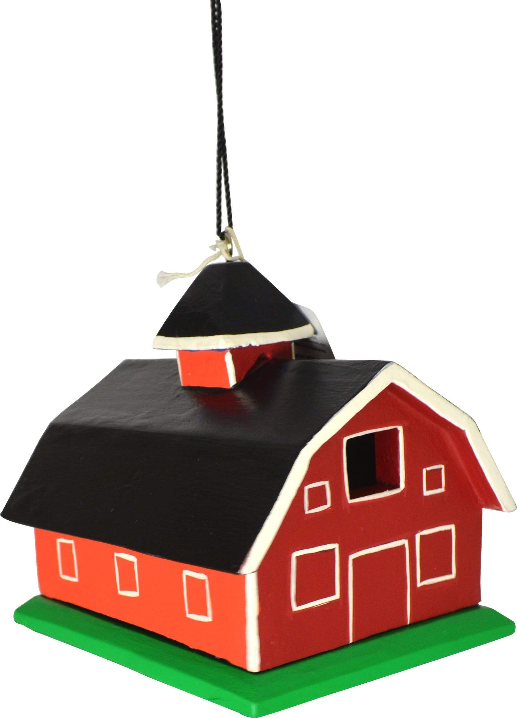 Songbird Essentials Red Barn Birdhouse - Handcrafted Wooden Bird House for Outdoor Garden, Backyard, and Patio - Attracts Cardinals, Bluebirds, and Finches - Perfect for Bird Watching and Nature Lovers