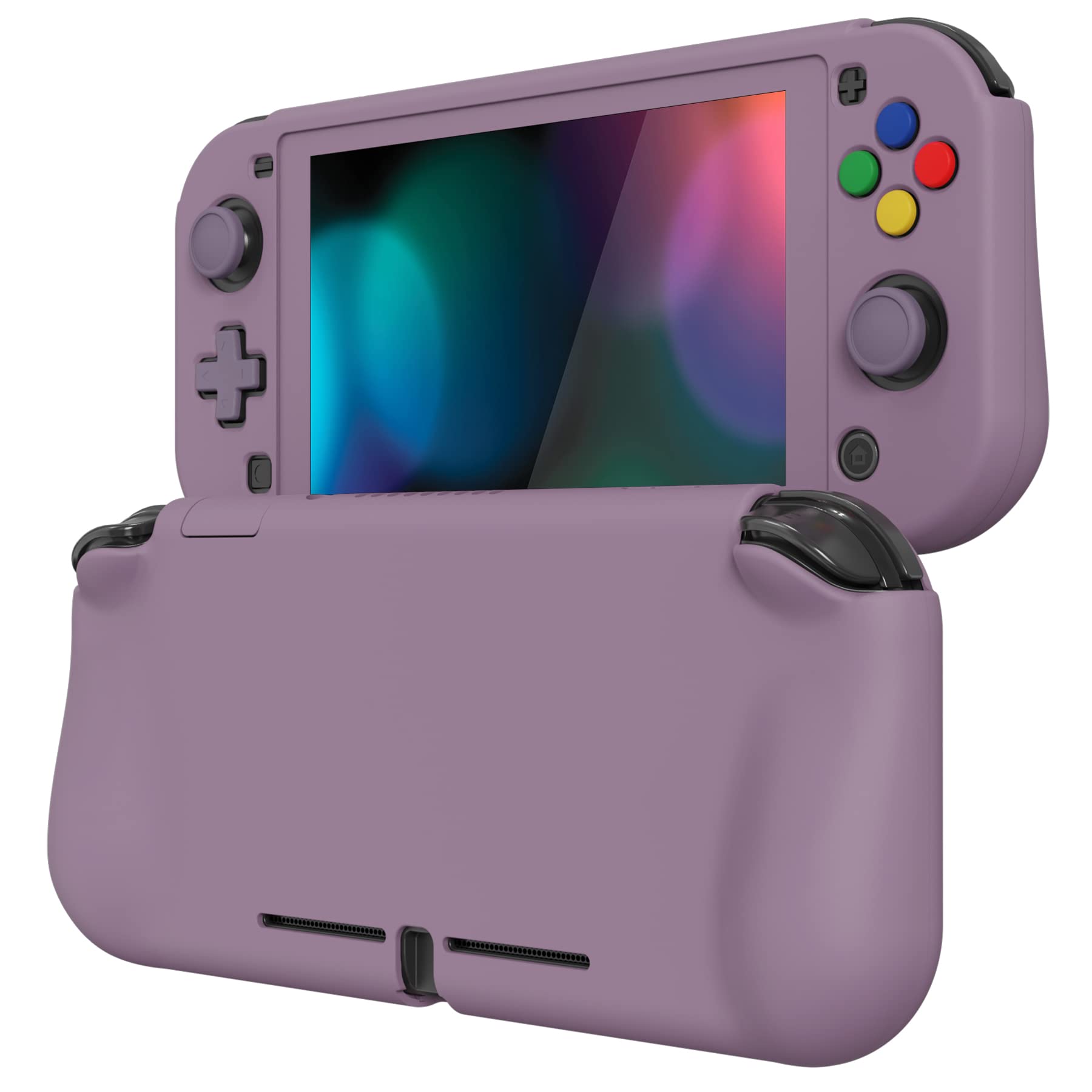 PlayVital ZealProtect Protective Case for Nintendo Switch Lite - Hard Shell Ergonomic Grip Cover with Screen Protector, Thumb Grip Caps & Button Caps (Dark Grayish Violet) | Perfect for Travel, Gaming Sessions & Switch Lite Protection