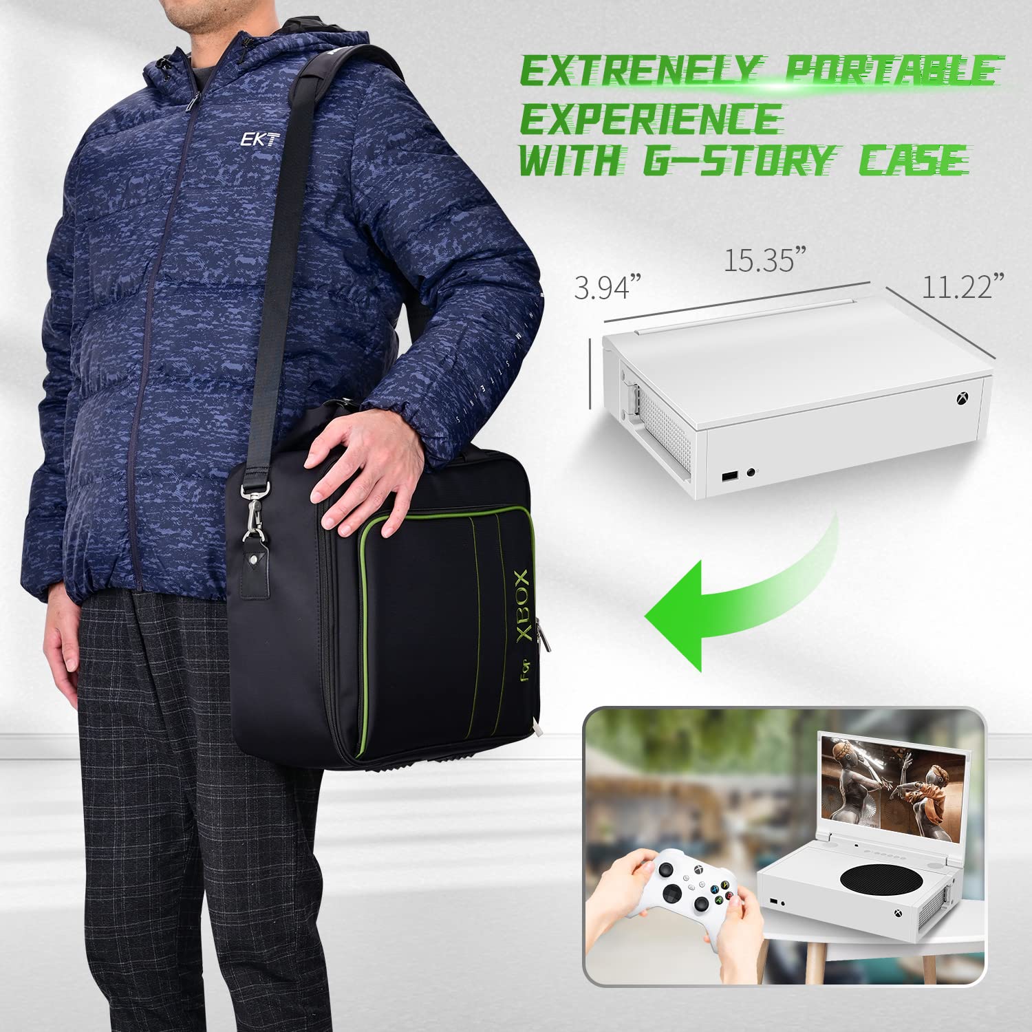 G-STORY 14'' 4K Portable Gaming Monitor for Xbox Series S - IPS Screen, HDR, FreeSync, Dual HDMI, Travel-Friendly Design - Perfect for Gaming, Work, and Entertainment On The Go (14inch&4K)