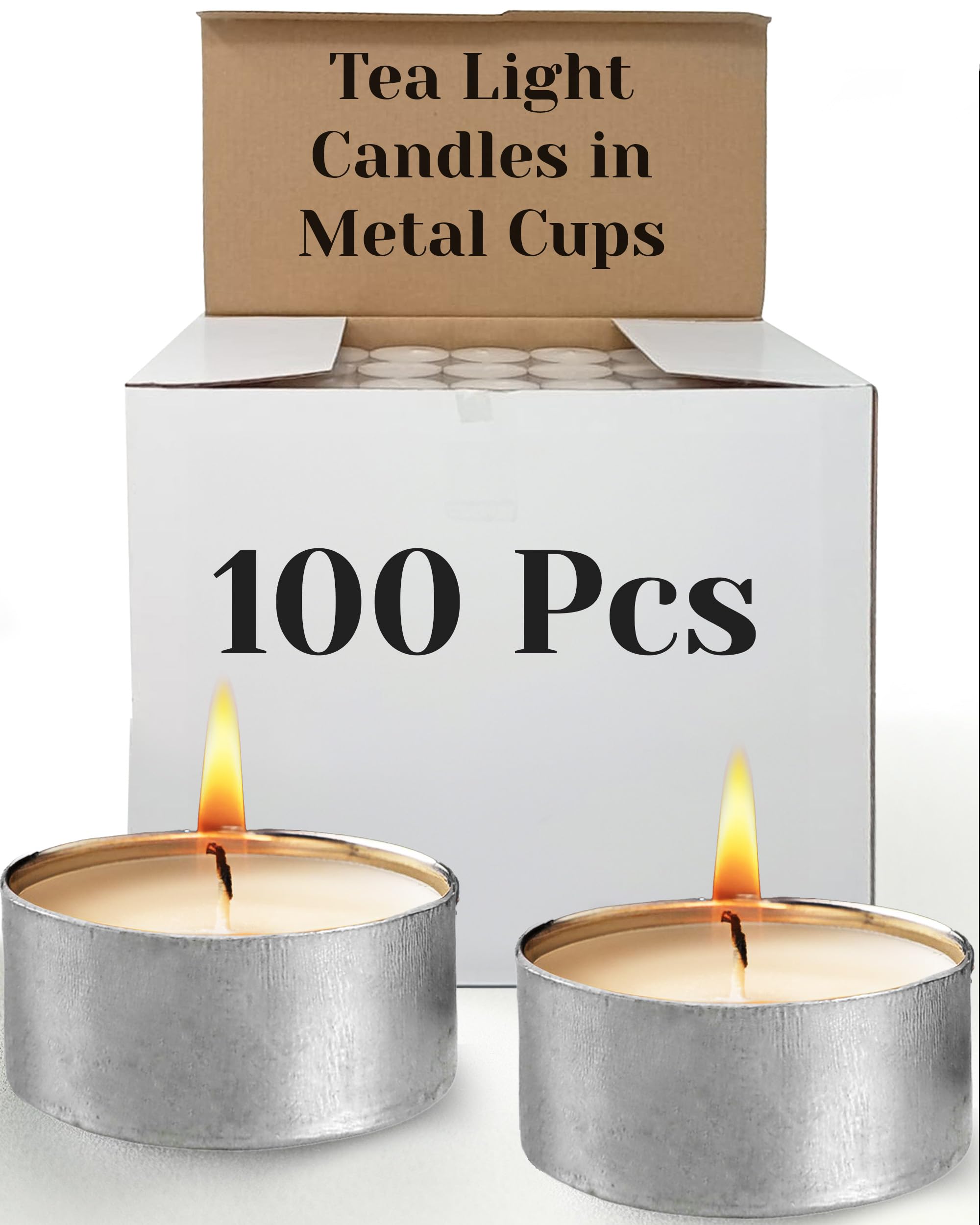 100 Pack Unscented Tealight Candles in Metal Cups - 4.5 Hour Burn Time, Clean White Votive Candles for Romantic Dinners, Weddings, Spa & Hotels - Perfect for Home Decor, Parties, Restaurants & Relaxation by PARNOO