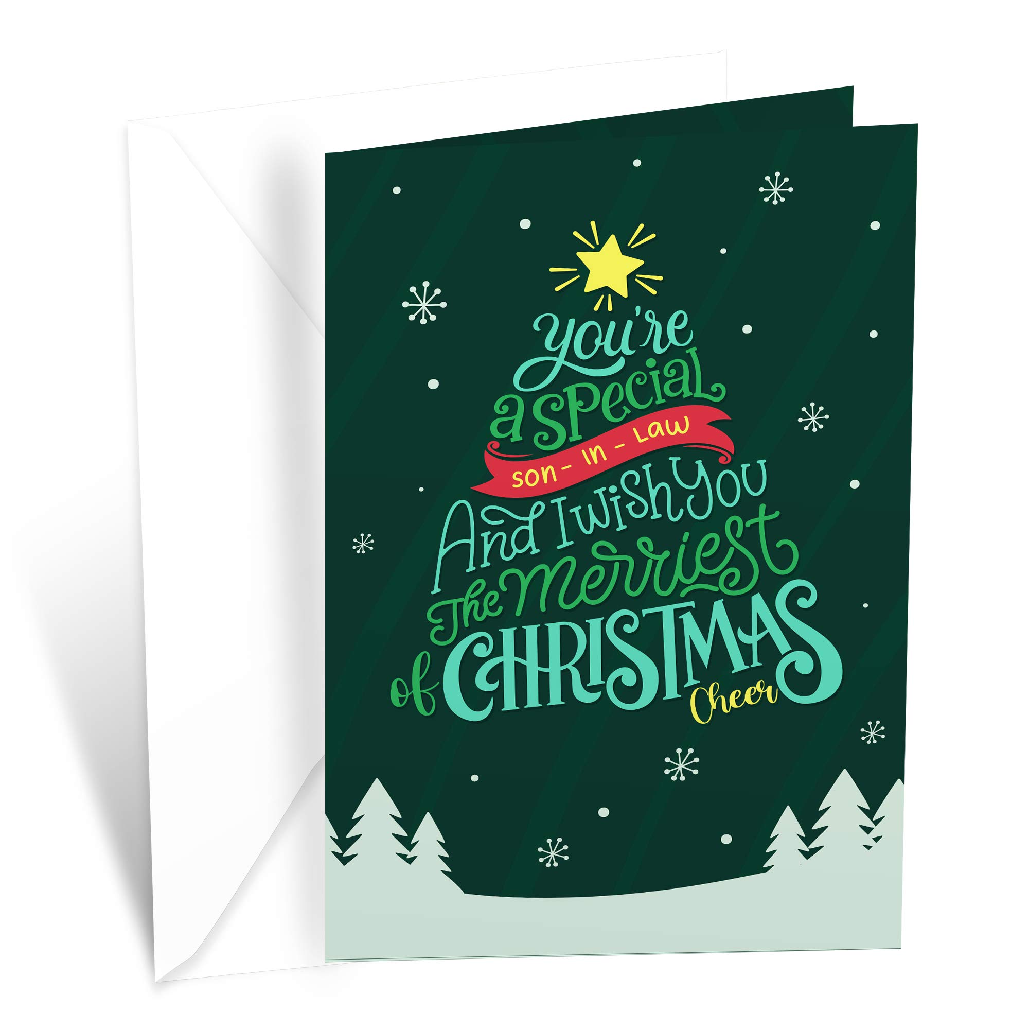 Premium Christmas Card for Son-in-Law - Eco-Friendly 5x7.75 Inch Greeting Card with Thick Cardstock & Envelope - Made in USA - Perfect for Holiday Gifts, Family Celebrations & Festive Mailings